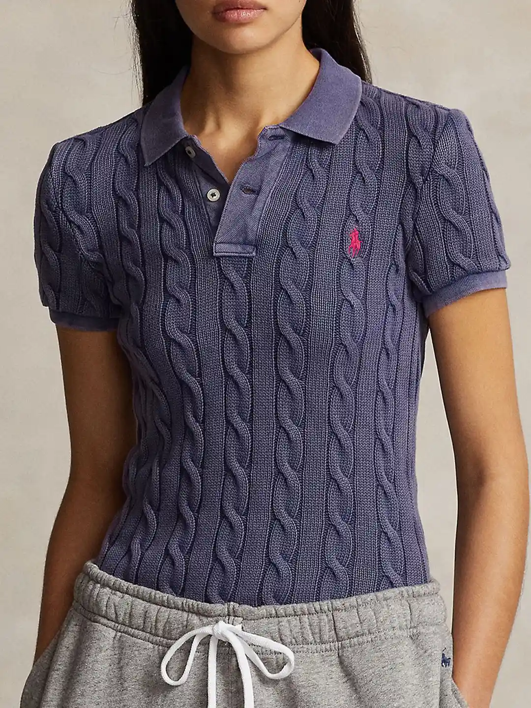 Buy Polo Ralph Lauren Cable-Knit Slim-Fit Polo Collar T-Shirt