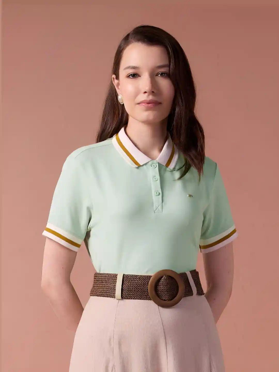Buy Polo Women Polo Collar T-shirt Tshirts for Women - Main Image