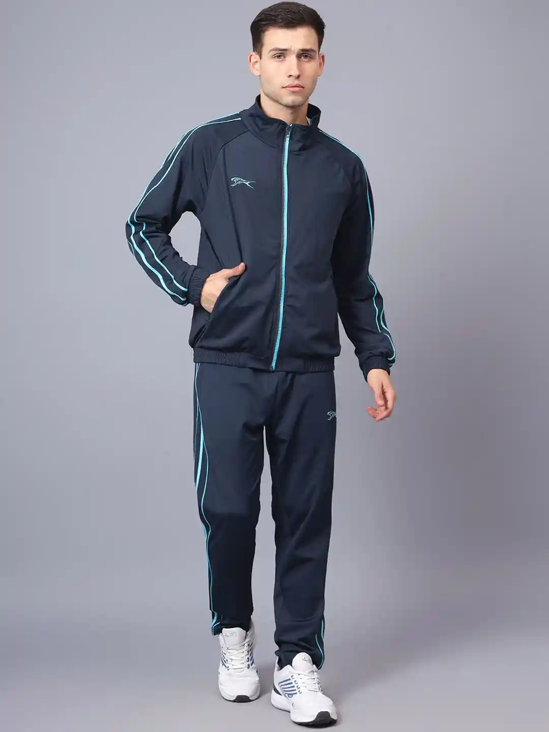 Buy Shiv Naresh Men Striped Mock Collar Tracksuits Tracksuits