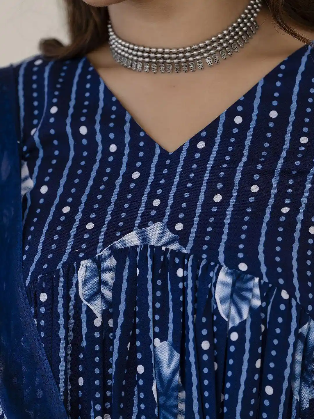 KLOSIA Frauen Kurta Set Mit Dupatta - Indigo Blau Bedruckt Aus Viskose