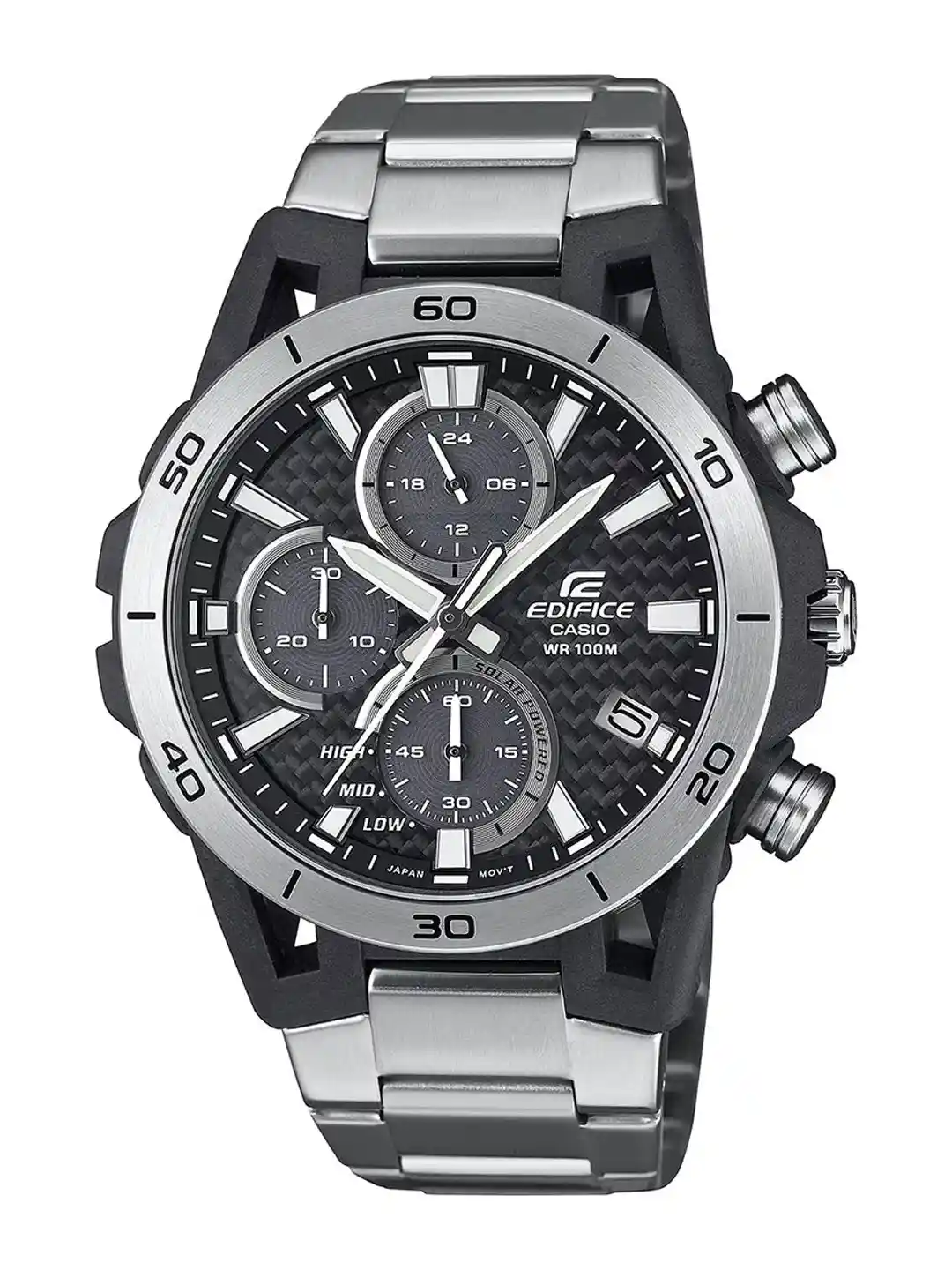 CASIO Men Dial Stainless Steel Cuff Straps Analogue Chronograph Solar  Powered Watch ED628