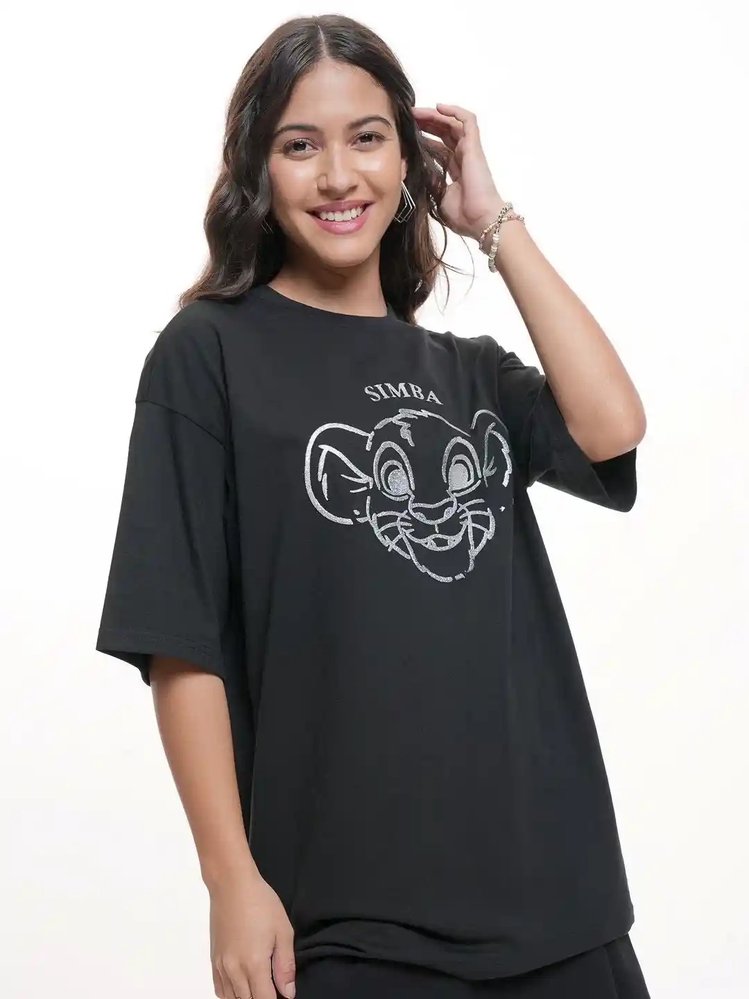 Tokyo Talkies Disney Simba Lion King Graphic printed Oversized Pure Cotton  Tshirt