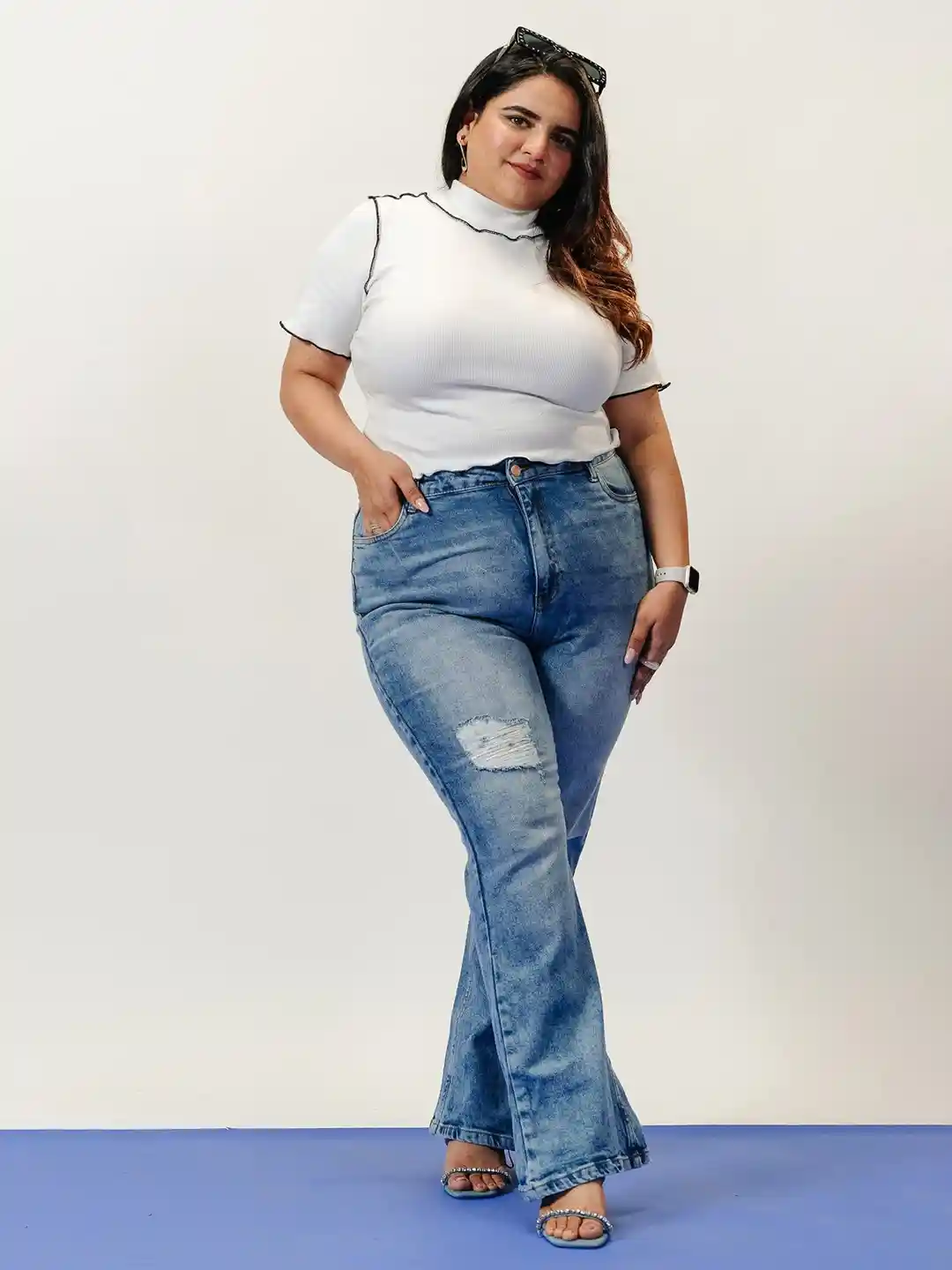 Buy FREAKINS Plus Size Women Bootcut High-Rise Mildly Distressed