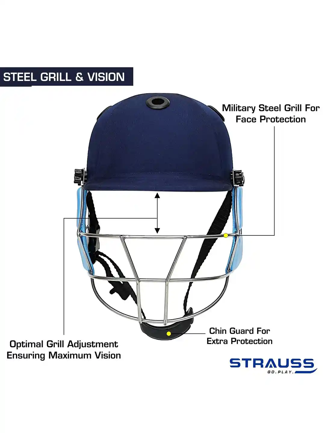 Buy STRAUSS Steel Grill Cricket Helmet With Adjustable Straps