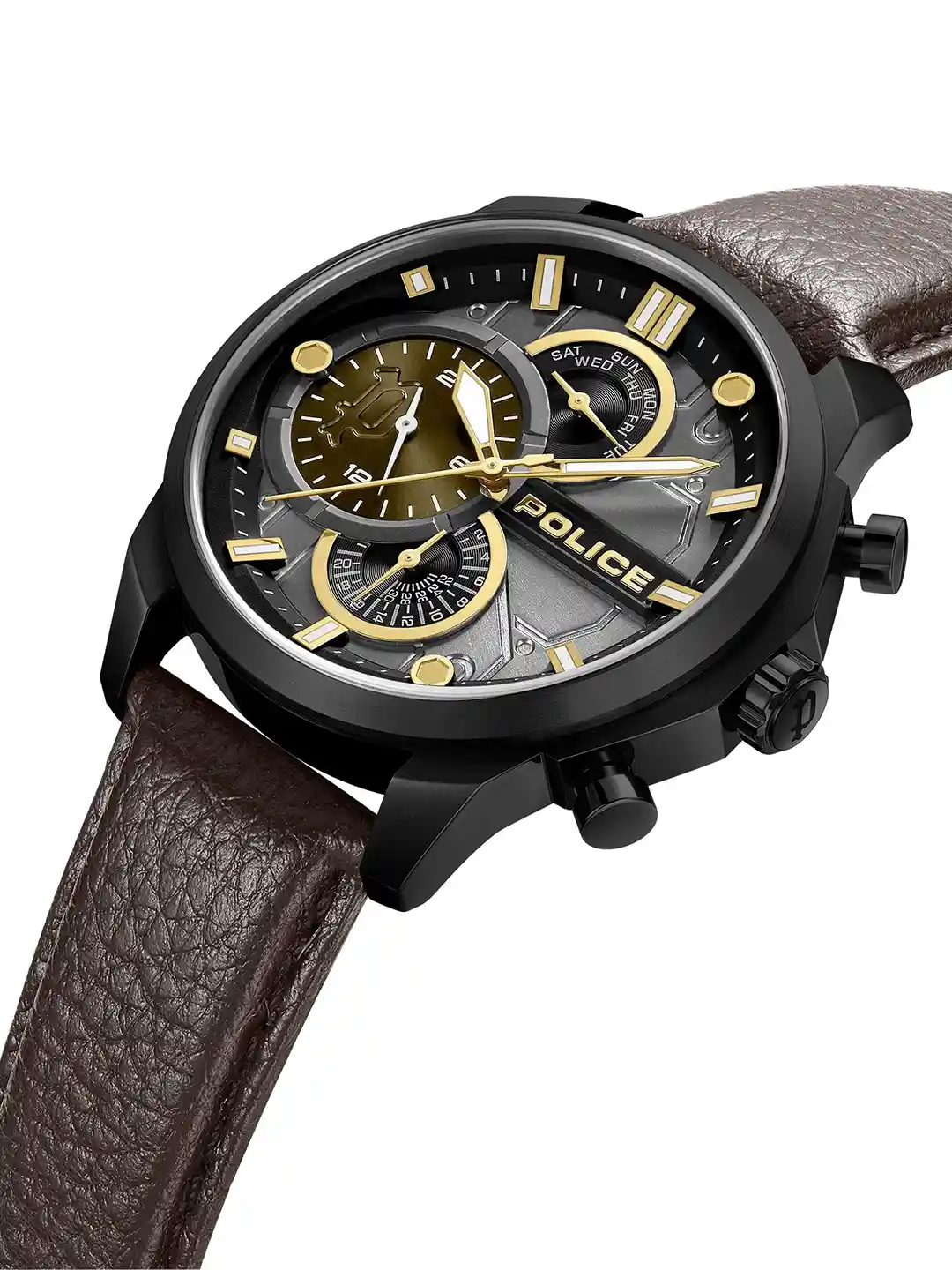 Buy Police Men Dial Leather Wrap Around Straps Analogue Watch