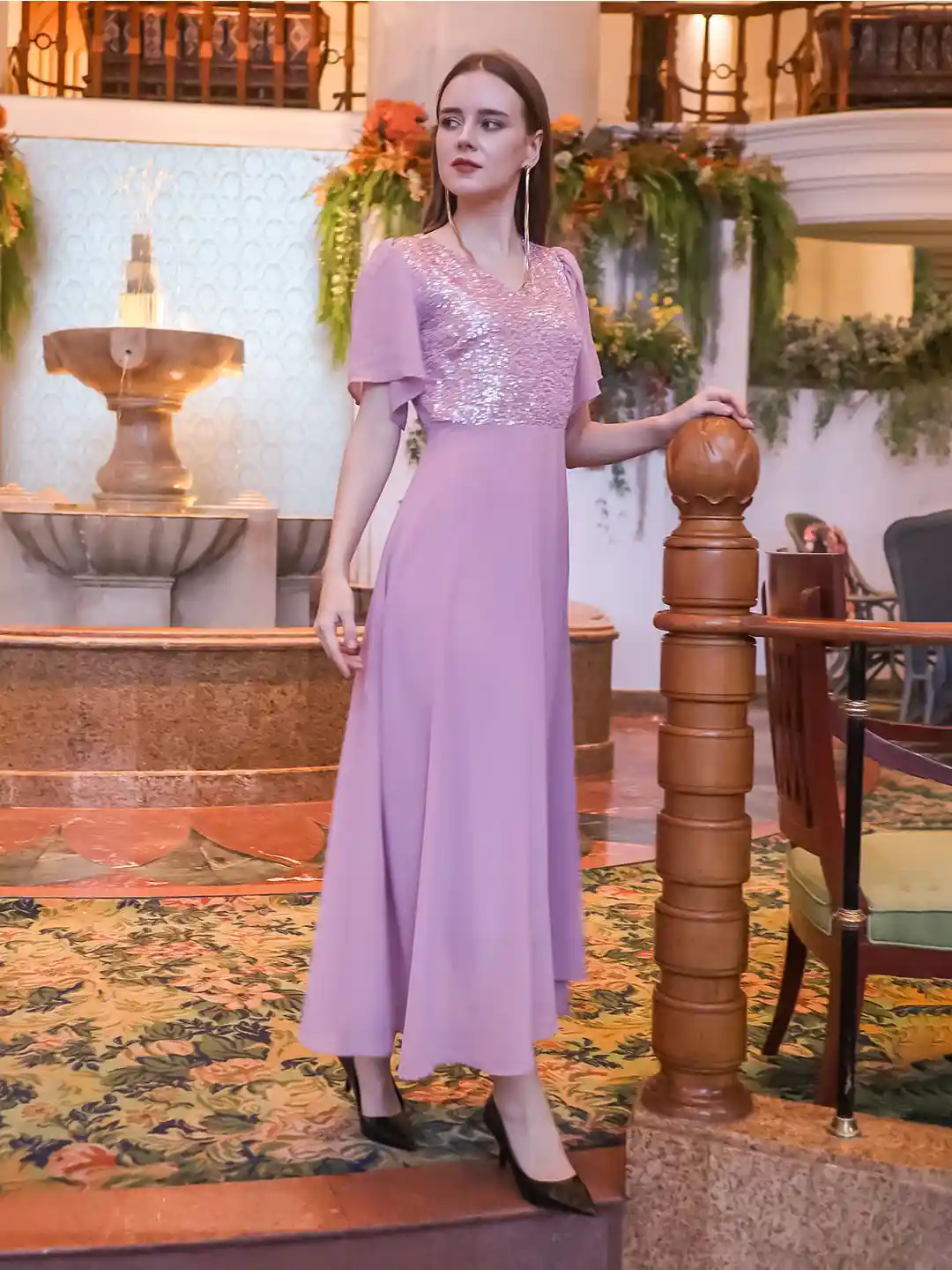 flutter sleeve party dress Rosalie Flutter Sleeve Maxi Dress | 2 Colors