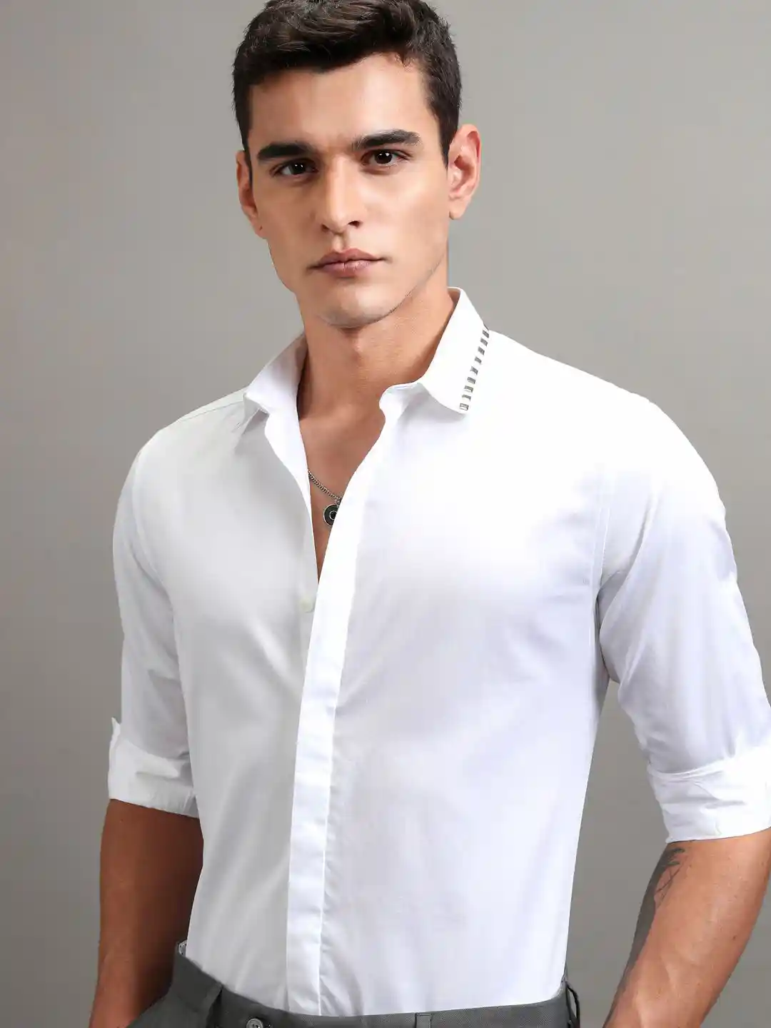 Buy Highlander Men Embellished Satin Evening Party Slim Fit Shirt