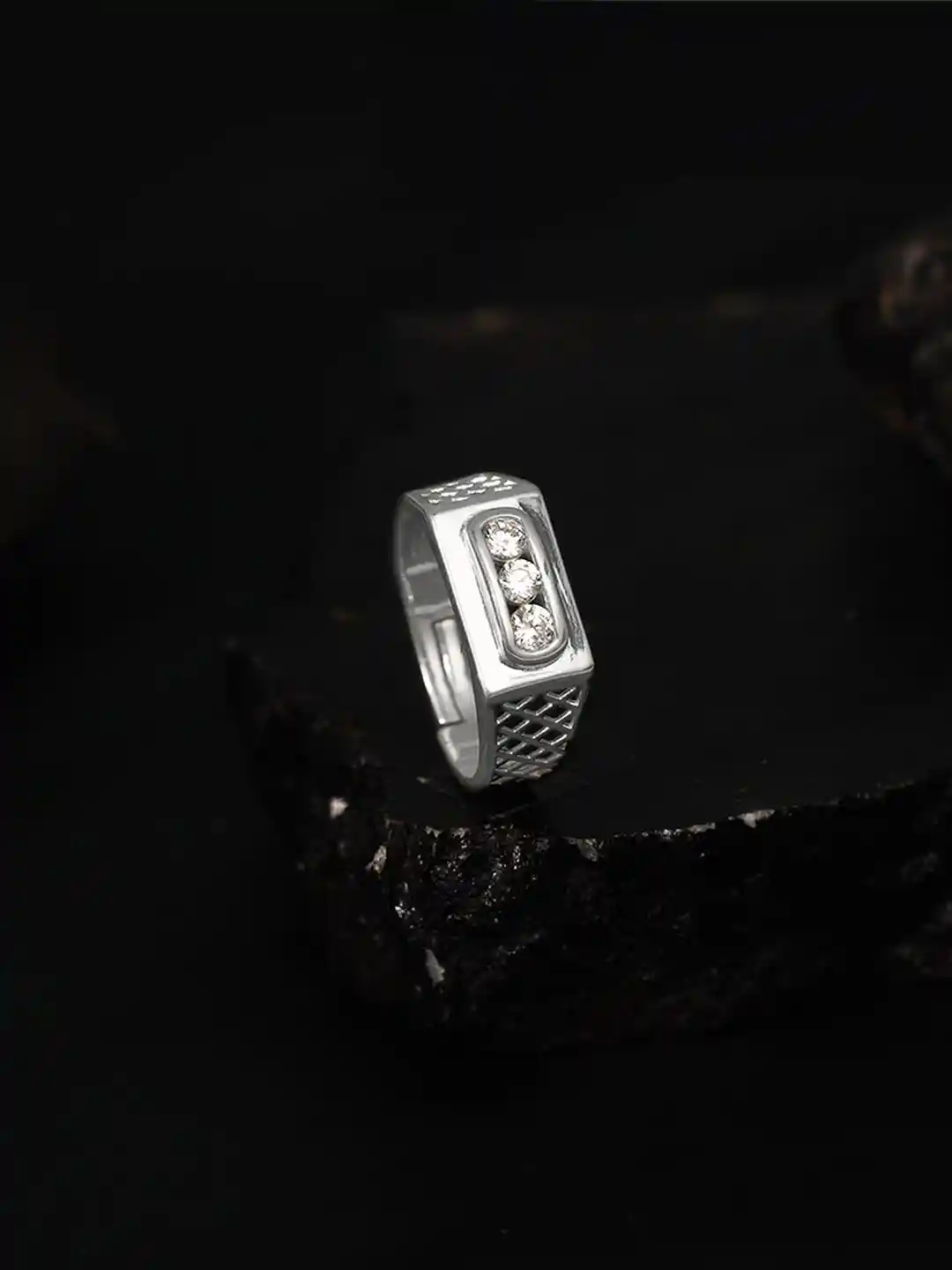 Buy GIVA Men 925 Silver Rhodium-Plated Cubic Zirconia Studded - Main Image