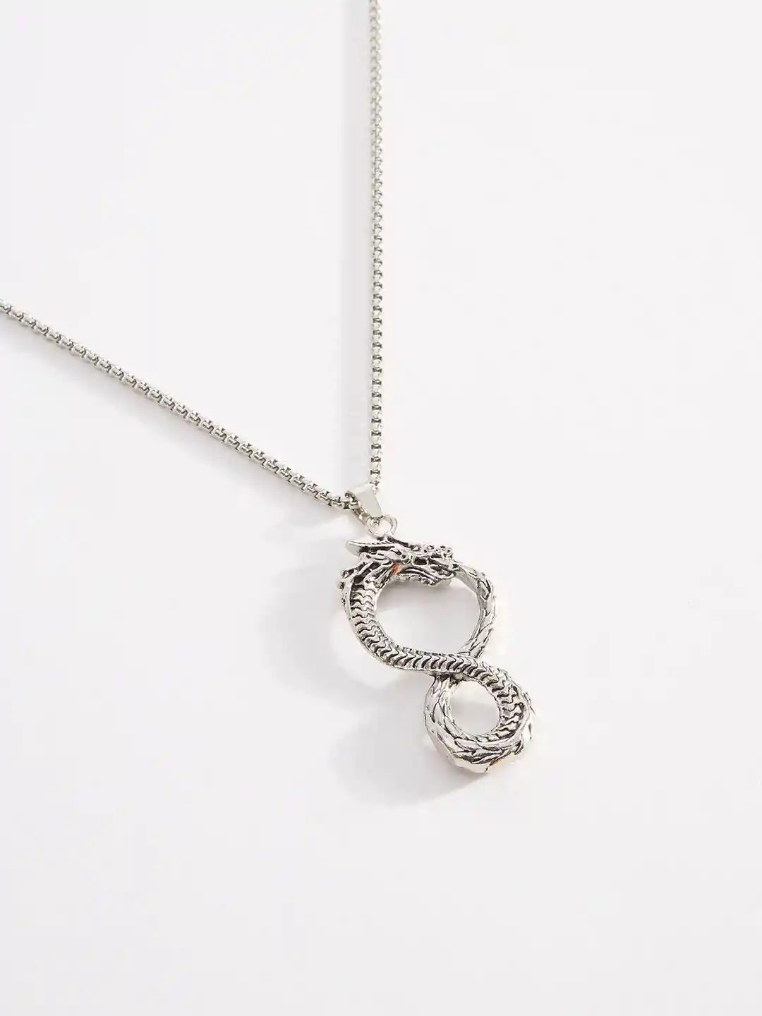 Buy THE BEAR HOUSE Men Silver Plated Dragon Pendant Chain With