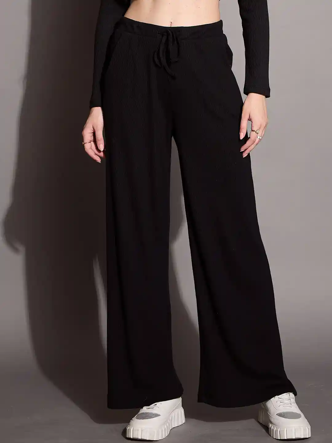 Buy SASSAFRAS BASICS Women Solid Relaxed Fit Track Pants Track