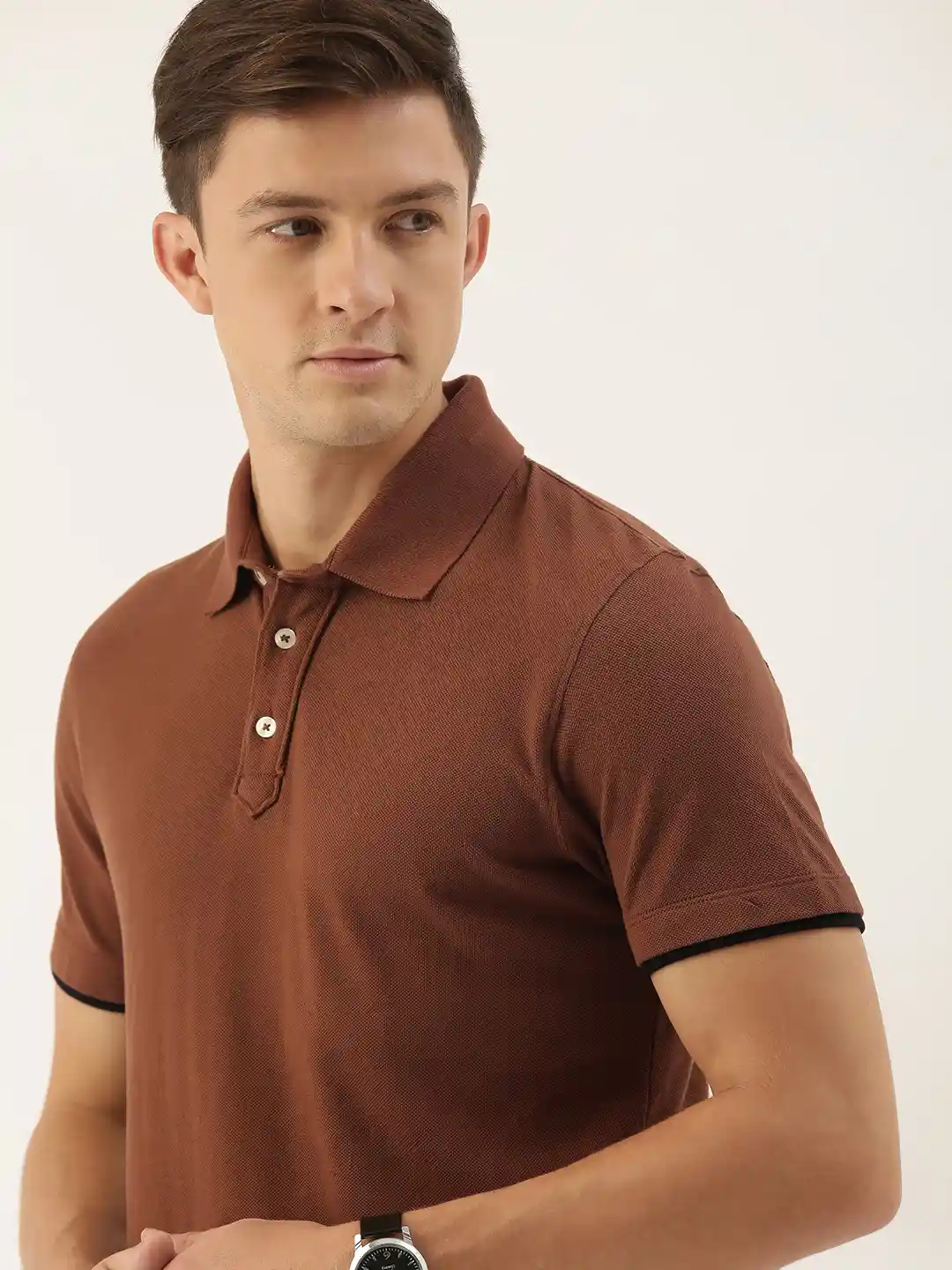 INVICTUS Men Brown Polo Collar Pure Cotton T-shirt