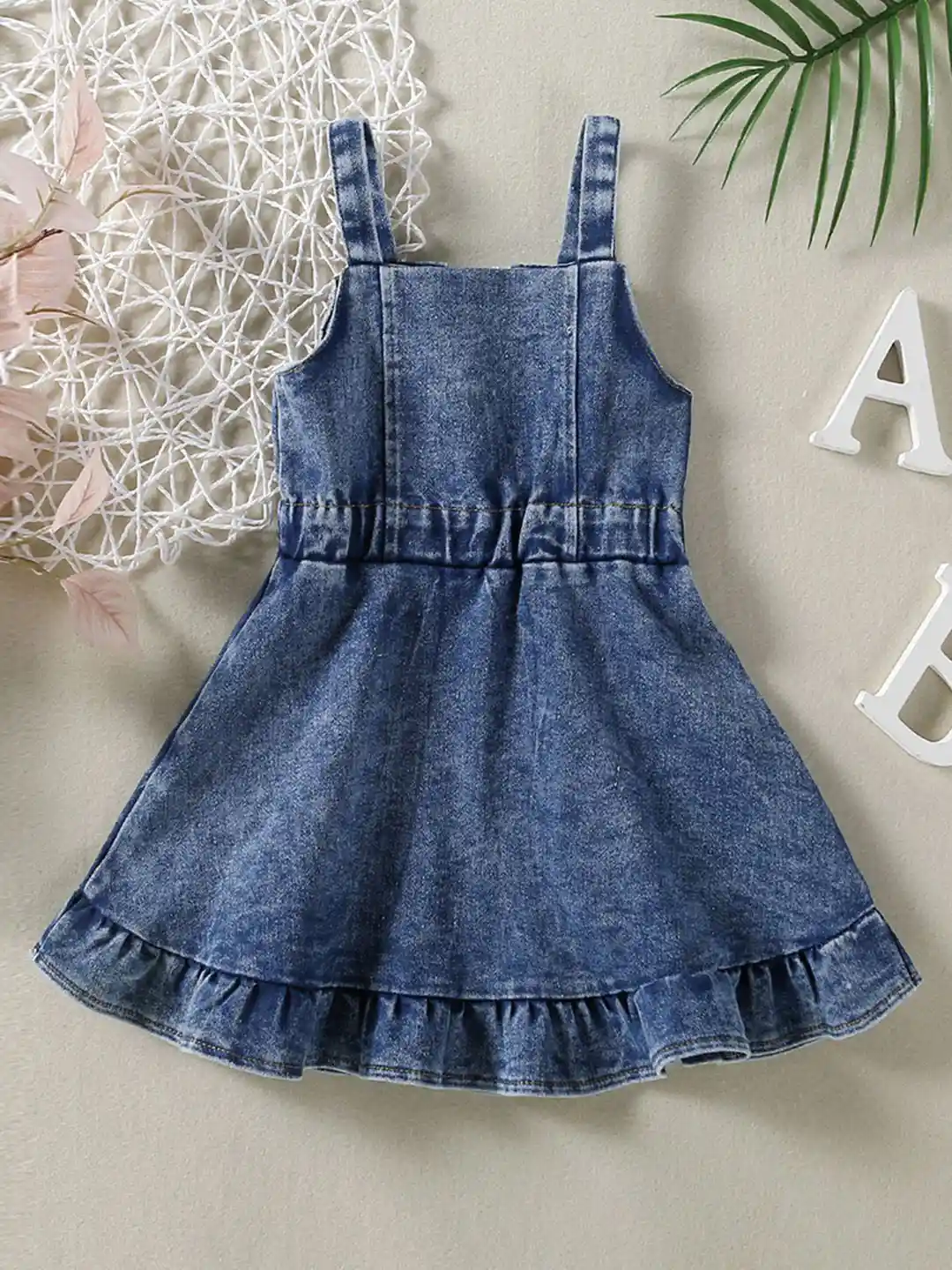 Buy INCLUD Girls Solid Denim Fit Flare Dress Dresses for Girls