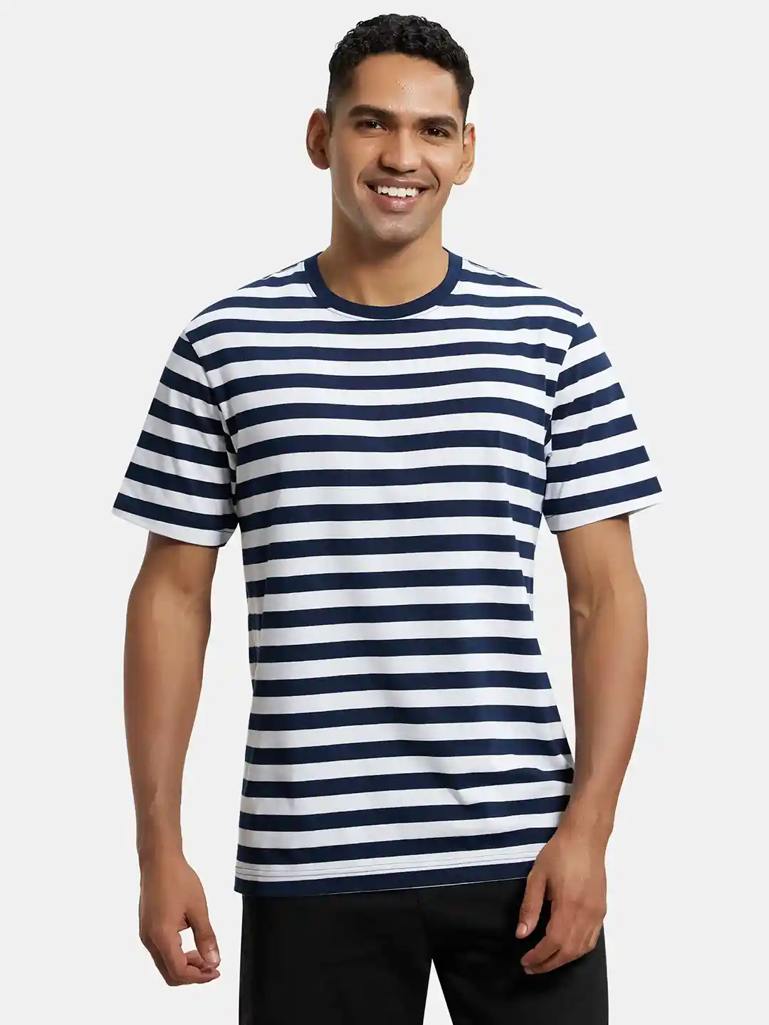Buy Jockey Super Combed Cotton Rich Striped Round Neck Half Sleeve