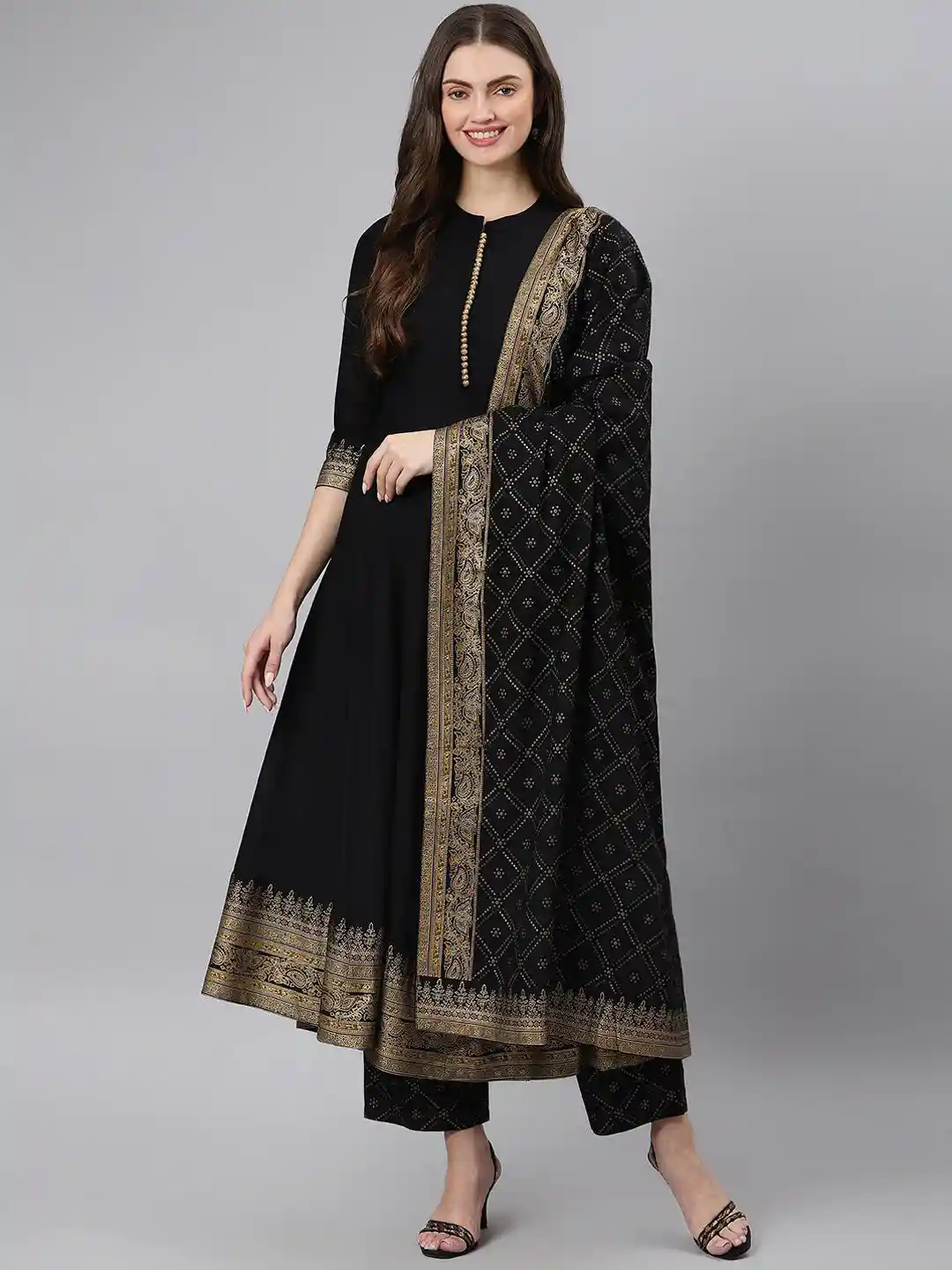 Buy Jayalakshmi Silks andhani Mandarin Collar Angrakha Anarkali