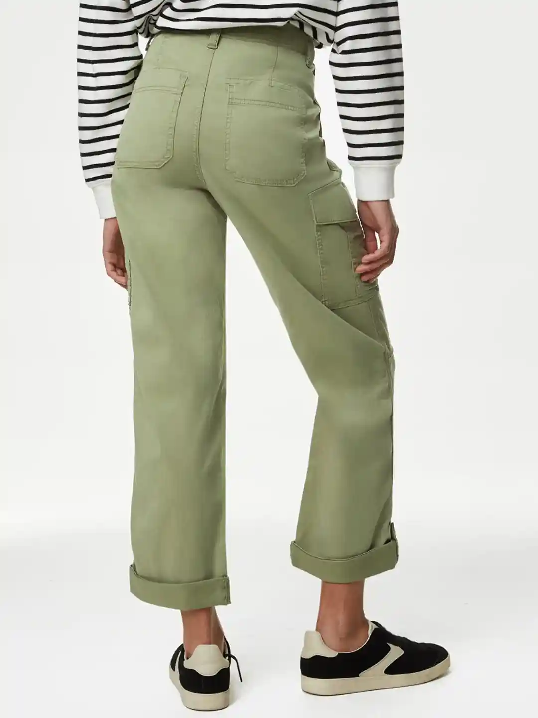 Buy Marks Spencer Women High-Rise Cargo Trousers Trousers for