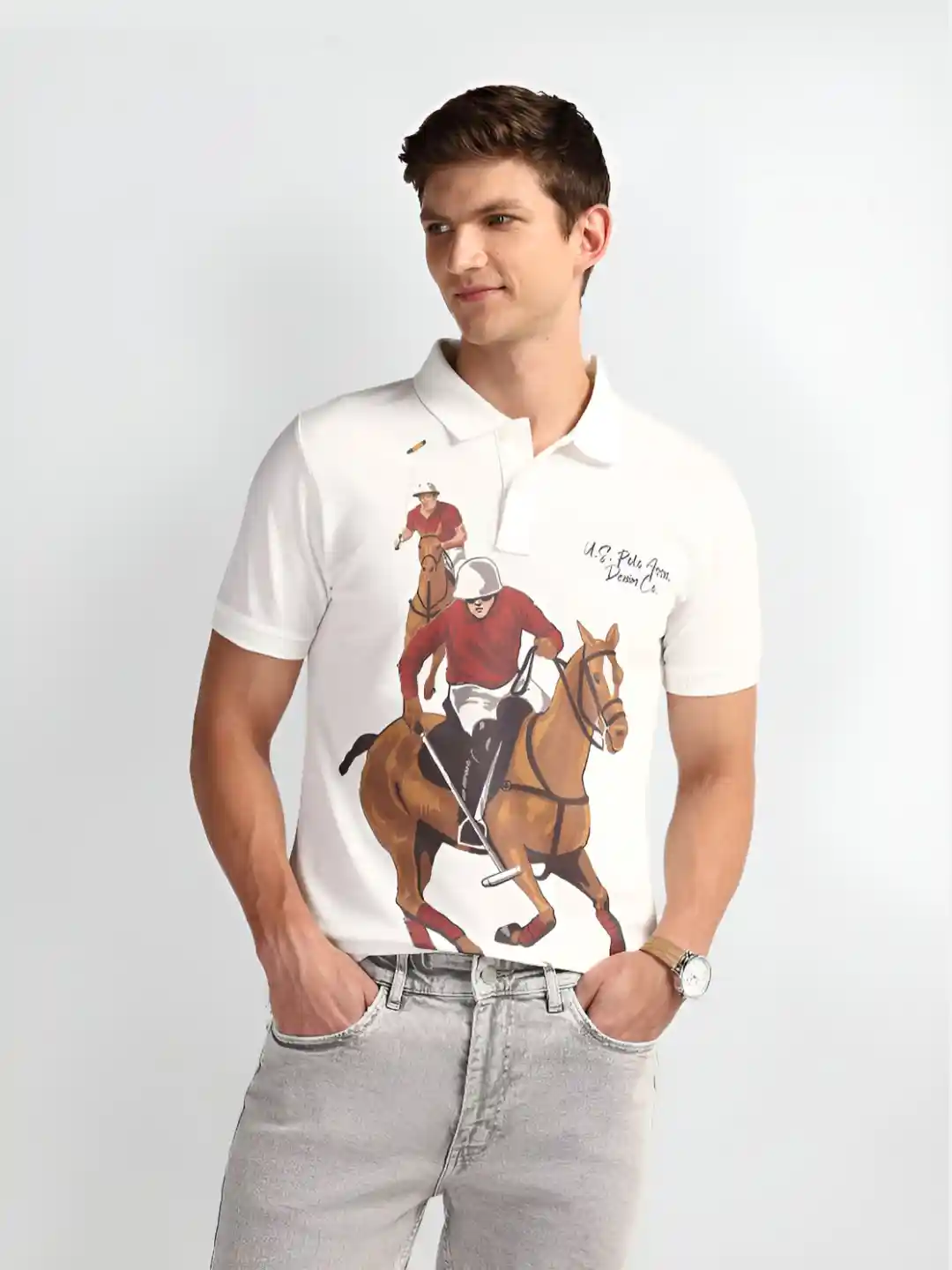 Buy Polo Denim Men Graphic Printed Polo Collar