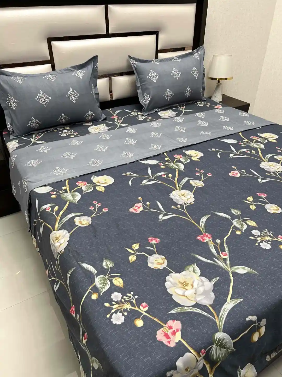 Buy Pure Decor Blue Floral Cotton Double King Comforter With