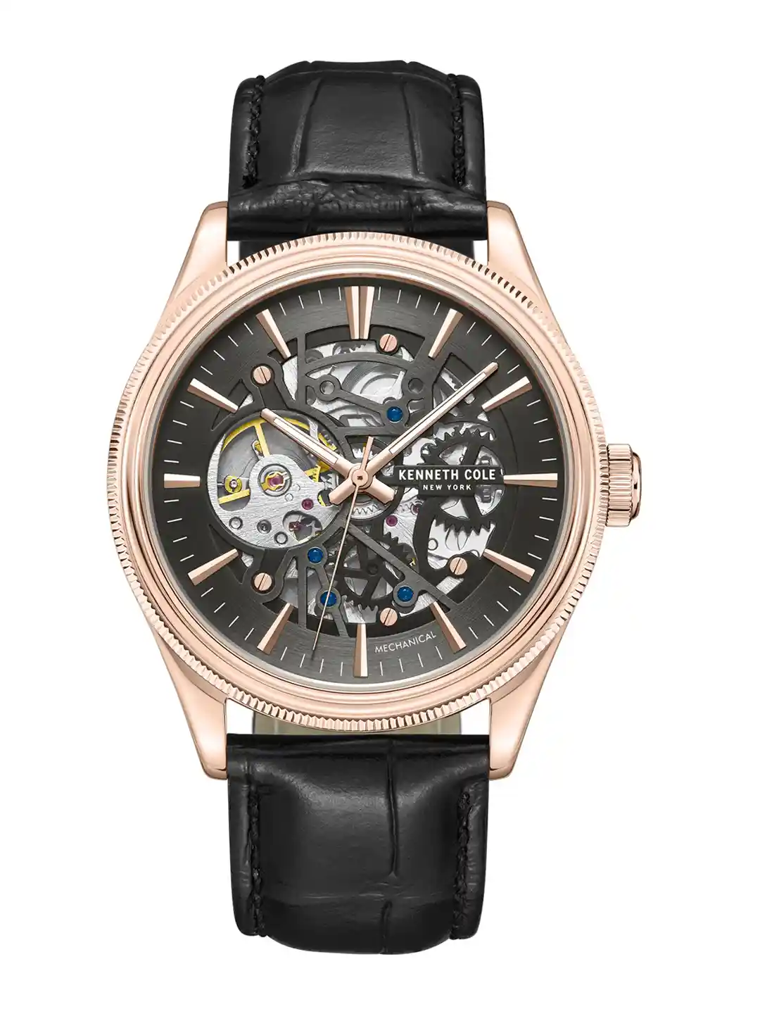 Kenneth Cole Men Skeleton Dial Leather Straps Analogue Automatic Watch  KCWGE0048904MN