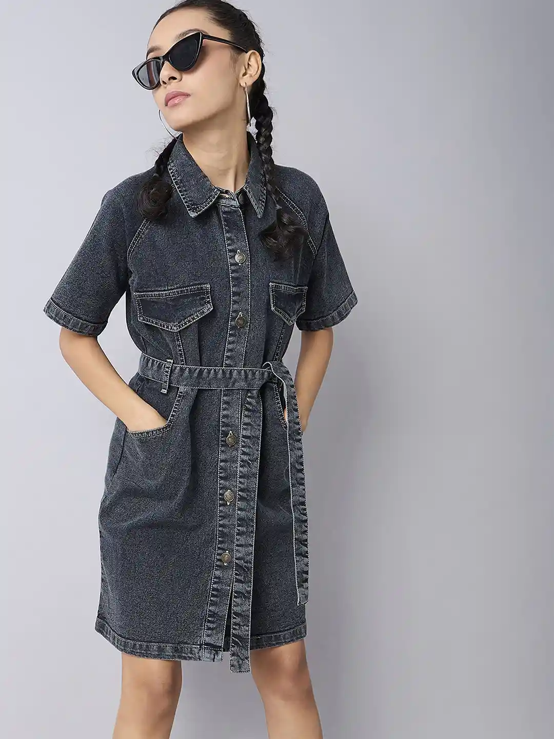 Buy SASSAFRAS Kids Denim A-Line Dress Dresses for