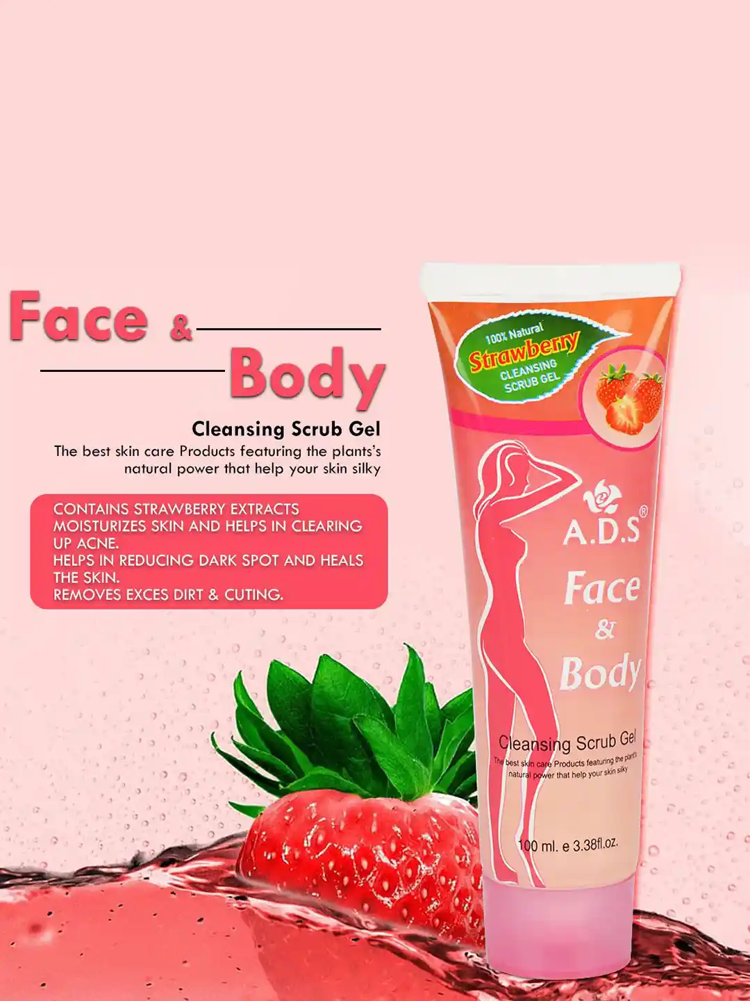 Buy A.D.S Strawberry Face & Body Cleansing Scrub Gel-100ml