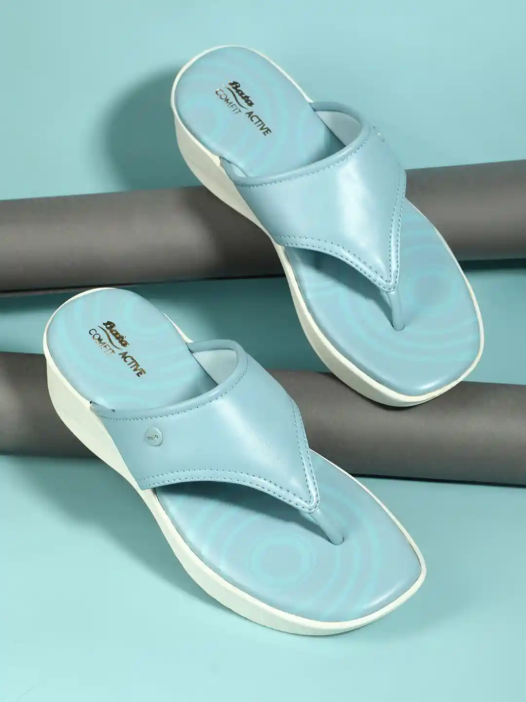 Buy Bata comfit PU Platform Sandals with Buckles Heels for Women