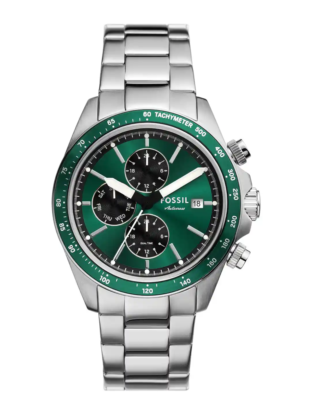 Fossil Men Autocross Dial Stainless Steel Straps Analogue Multi Function  Watch BQ2878