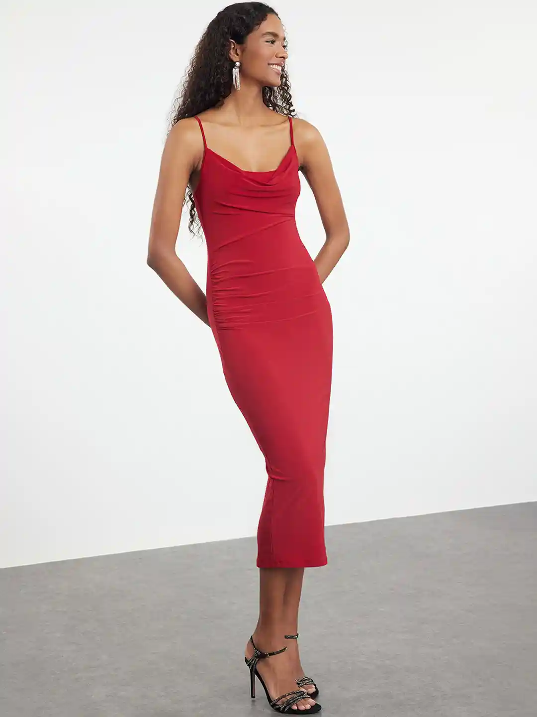 Buy Trendyol Bodycon Cowl Neck Sleeveless Midi Dress Dresses for