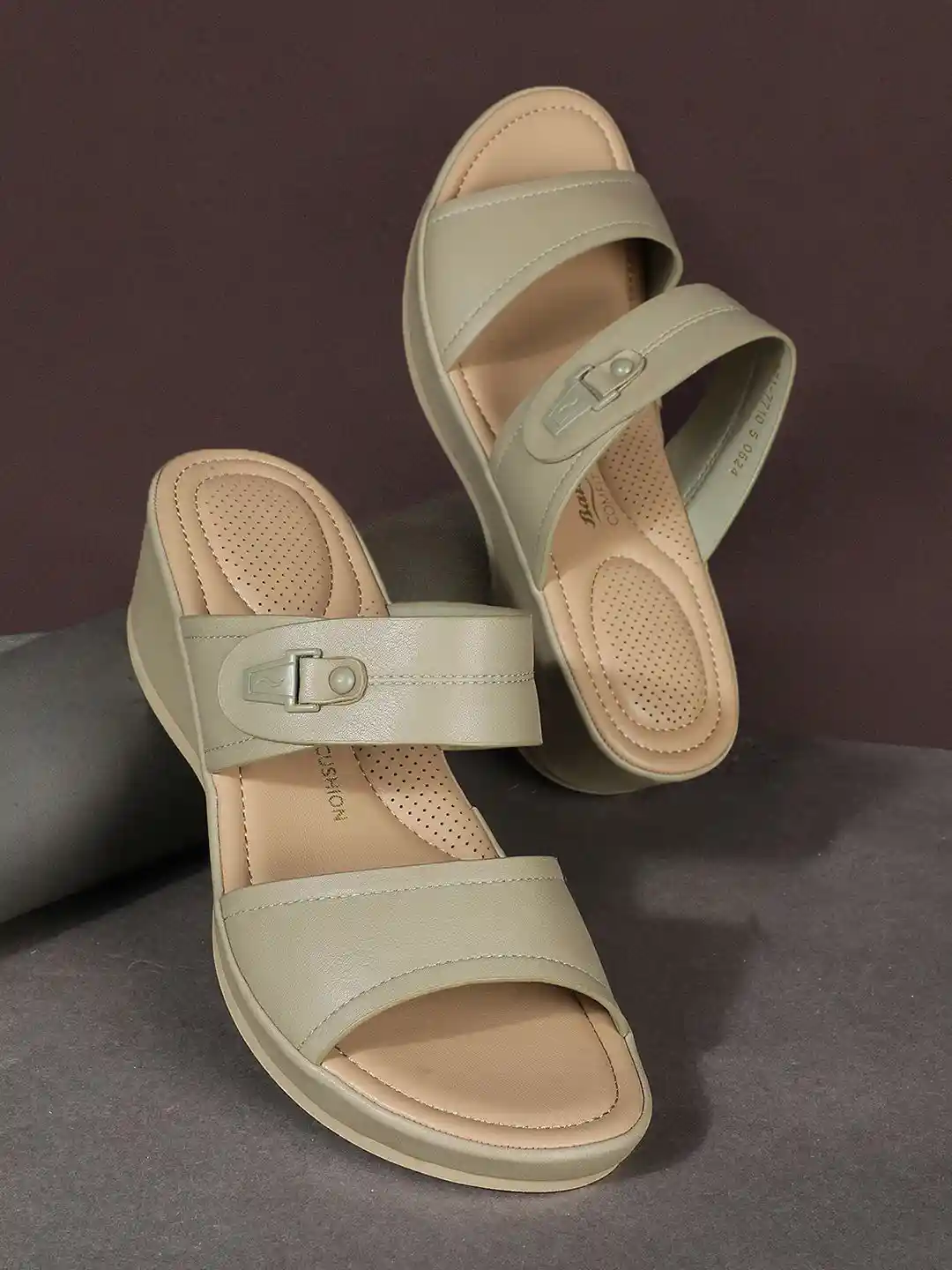 Buy Bata comfit PU Platform Sandals with Laser Cuts Heels for