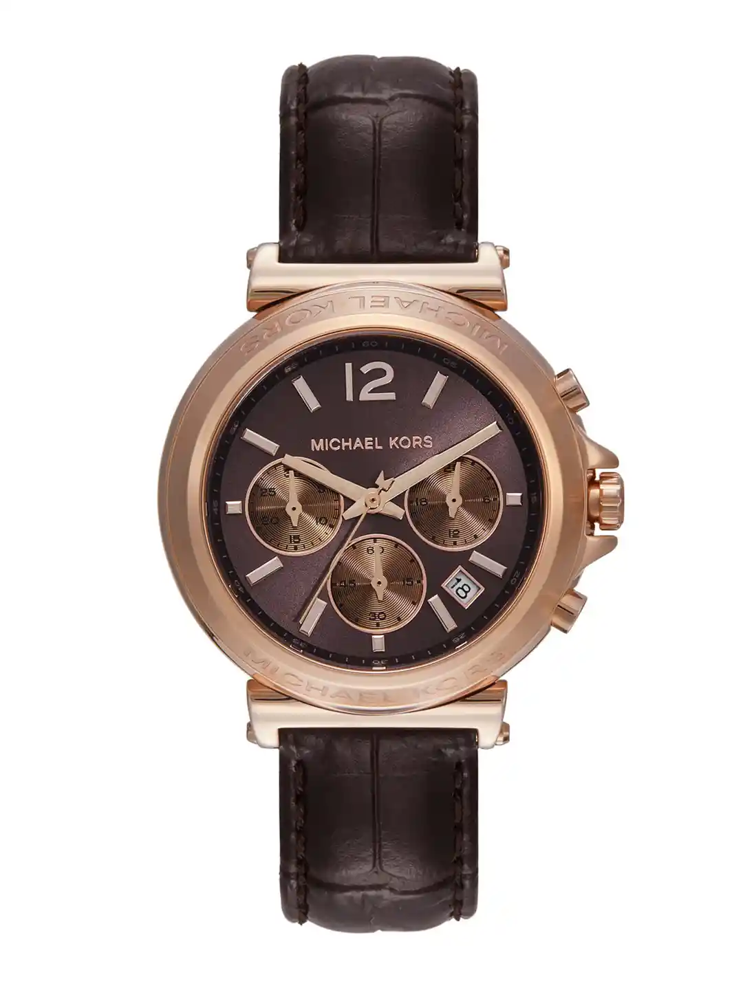 Buy Michael Kors Women Maren Leather Textured Chronograph Analogue