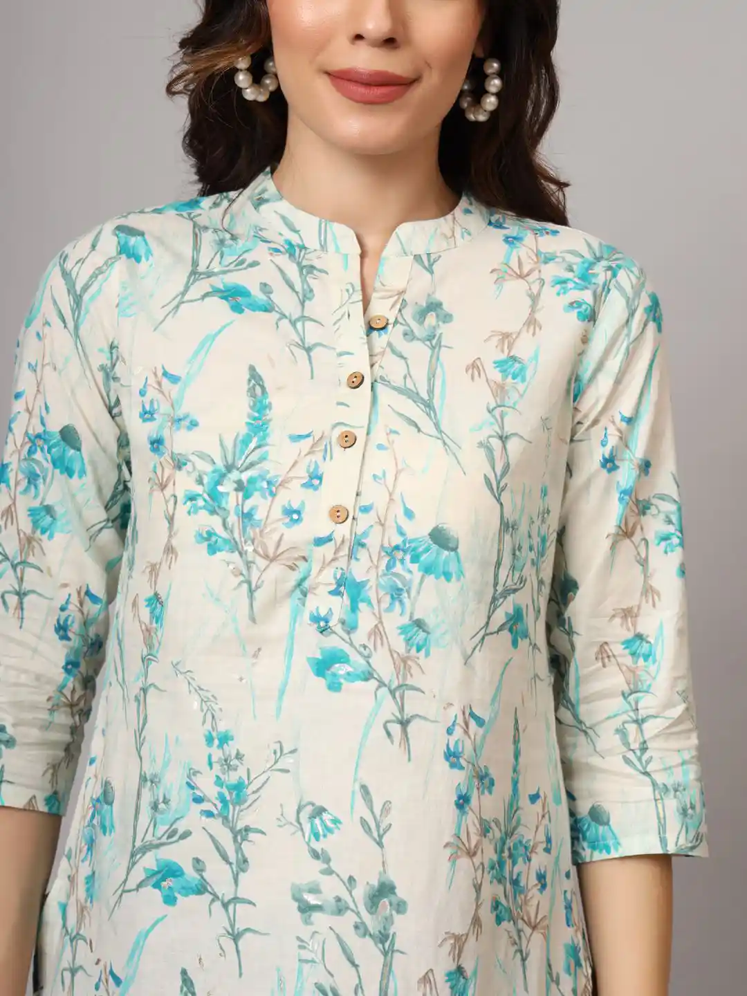 Buy Anouk Rustic Mandarin Collar Printed Kurti Kurtis for Women