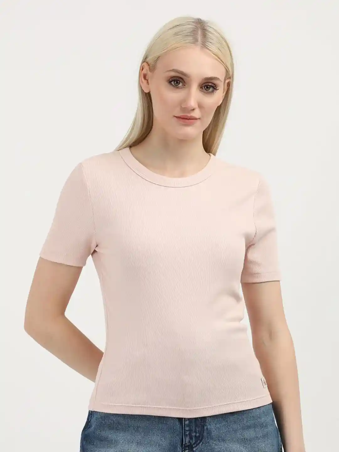 Buy Calvin Klein Jeans Women V-Neck Slim Fit T-shirt Tshirts for