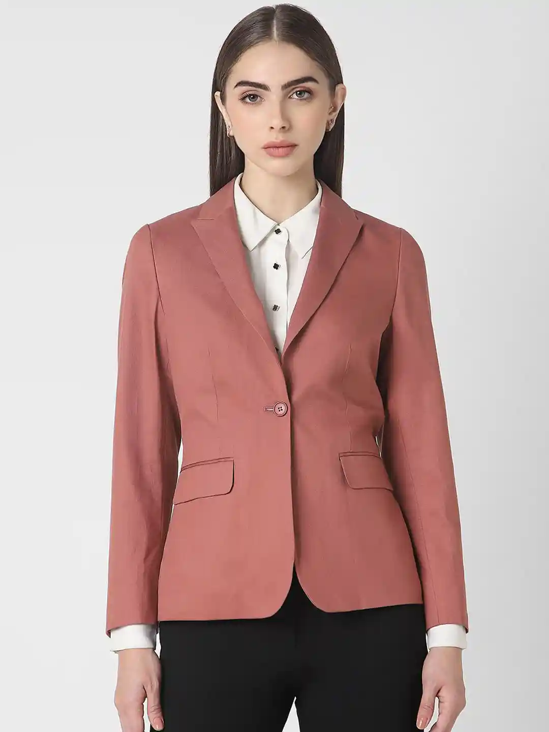 Buy Van Heusen Woman Peaked Lapel Collar Single-Breasted Cotton