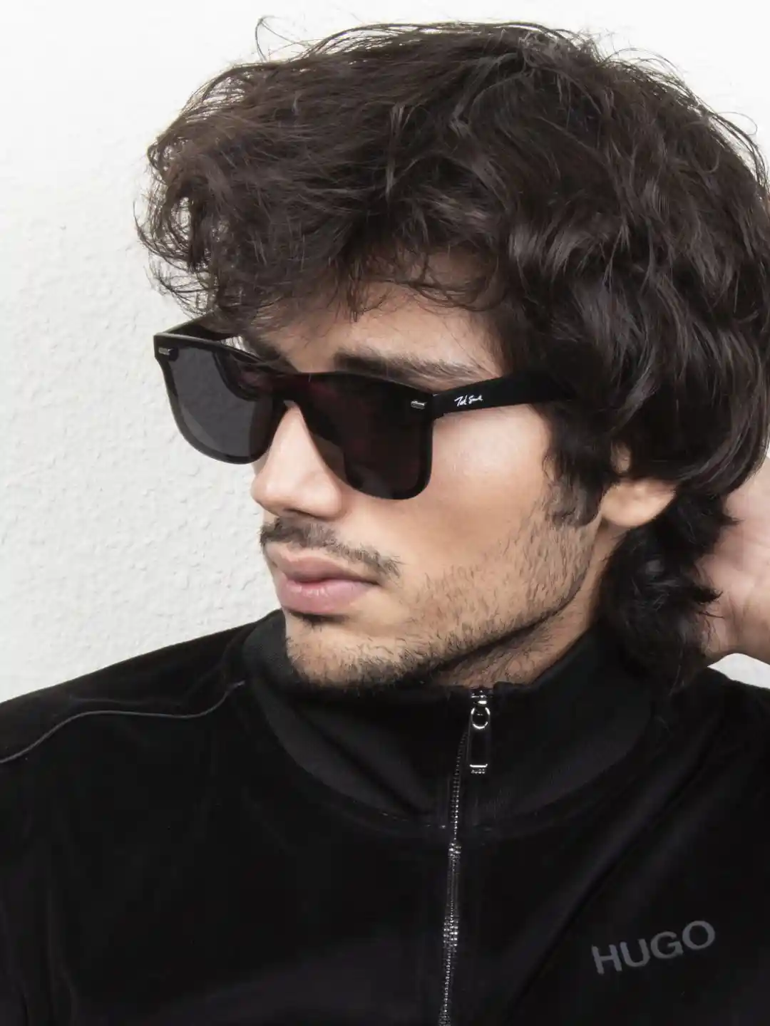 Ted Smith Unisex Aesthetic Black Wayfarer Rimless Sunglasses With Polarized  Lens