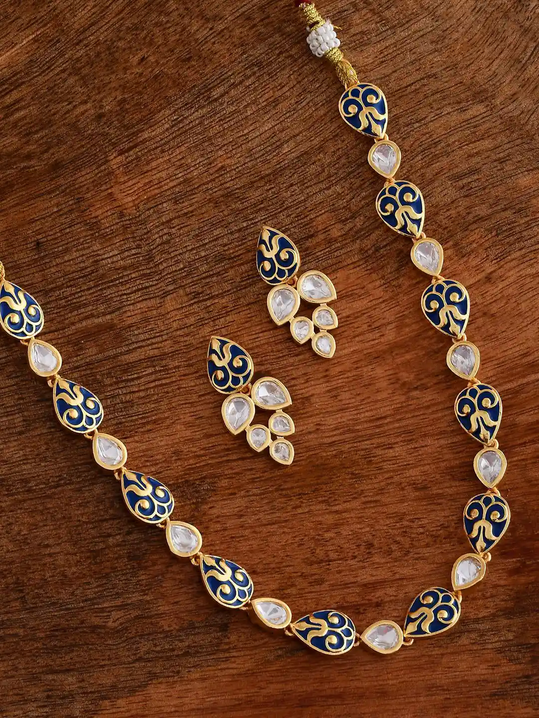 Kundan Necklace Voylla Choker Set Buy Voylla Pashmina Rimsha Gold - Main Image