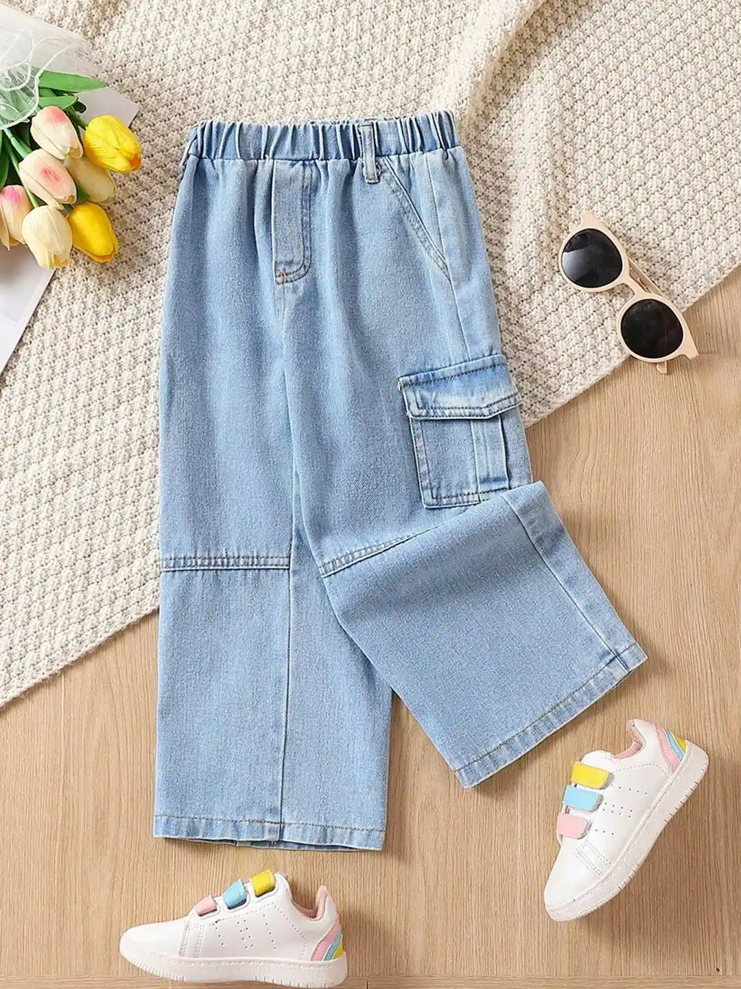 Buy INCLUD Girls Blue Baggy Denims Jeans Jeans for Girls