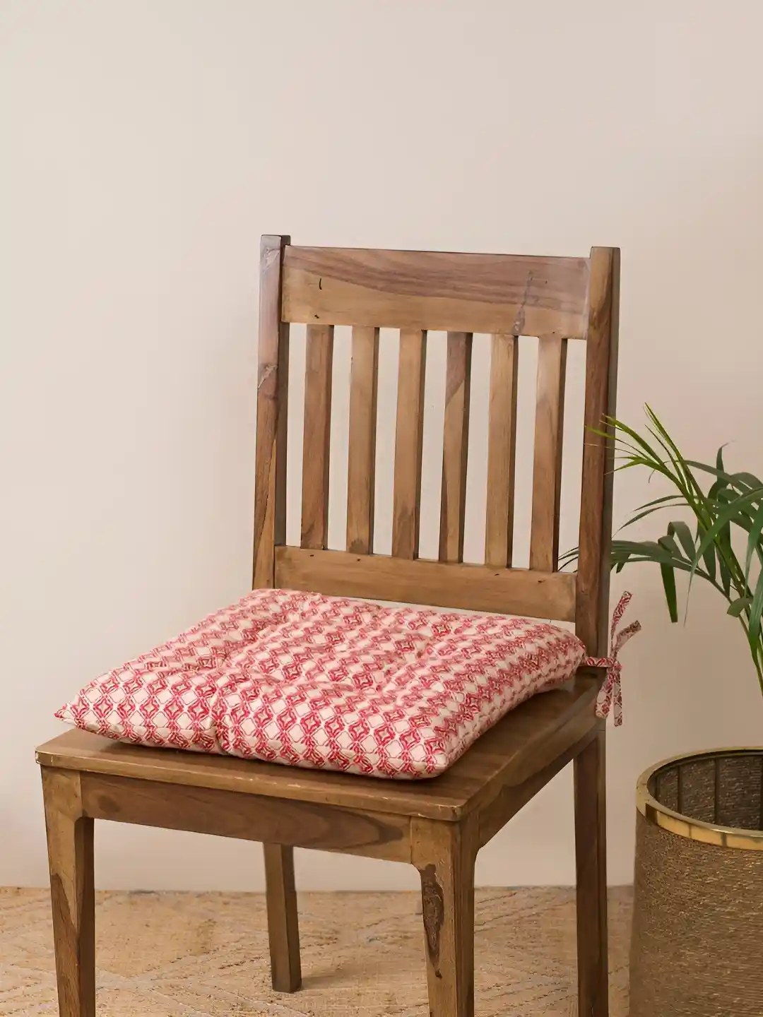 Buy Fabindia Red White Printed Puch-Up Chair Pads Chair Pads - Main Image