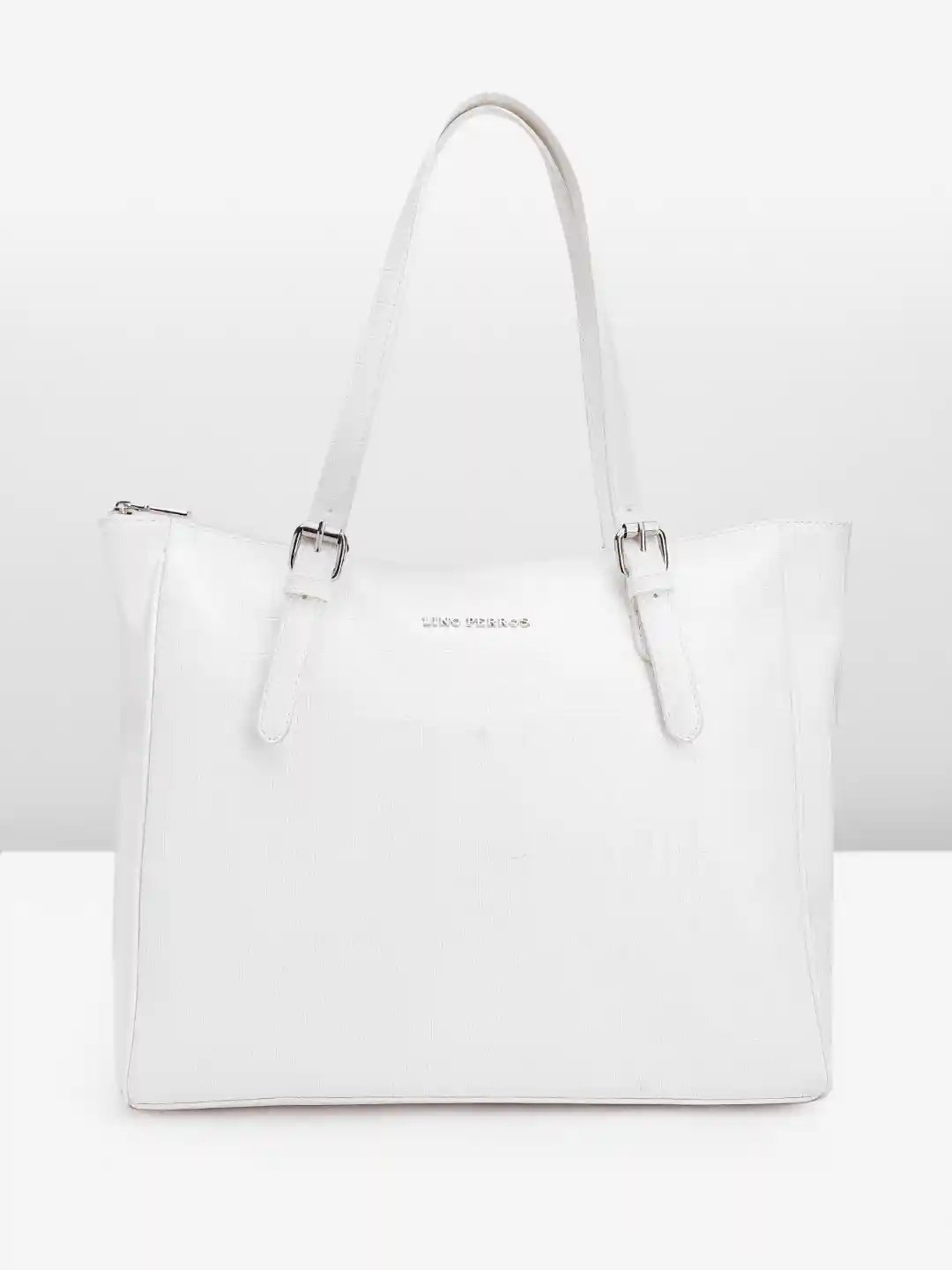 Lino Perros Croc Textured Structured Laptop Shoulder Bag - Main Image