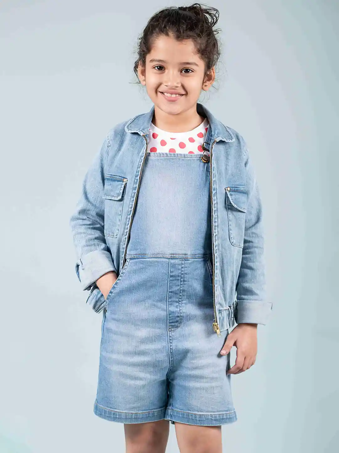 Buy TWEENY MINI Kids Girls Denim Jacket Dungaree T-shirt