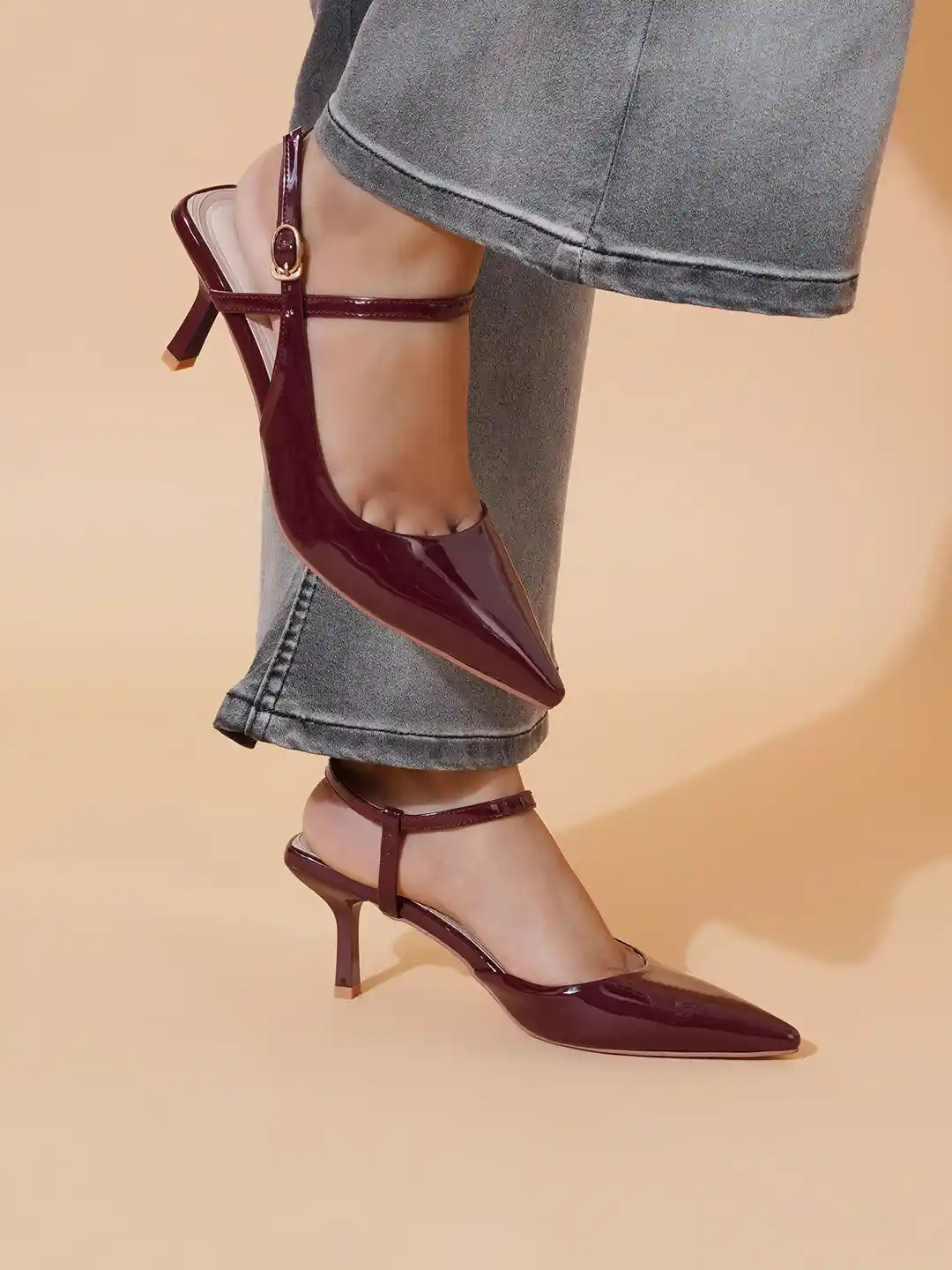 Slingback Pumps Dark Brown Pumps Sherrif Shoes Pointed Toe