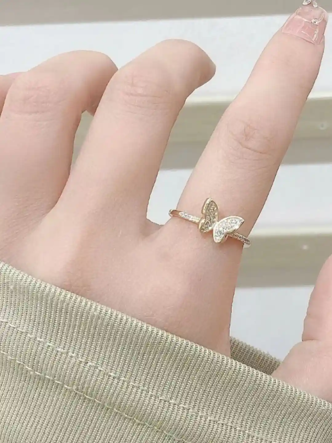 Buy SALTY Gold-Plated Stone Studded Butterfly Finger Ring Ring