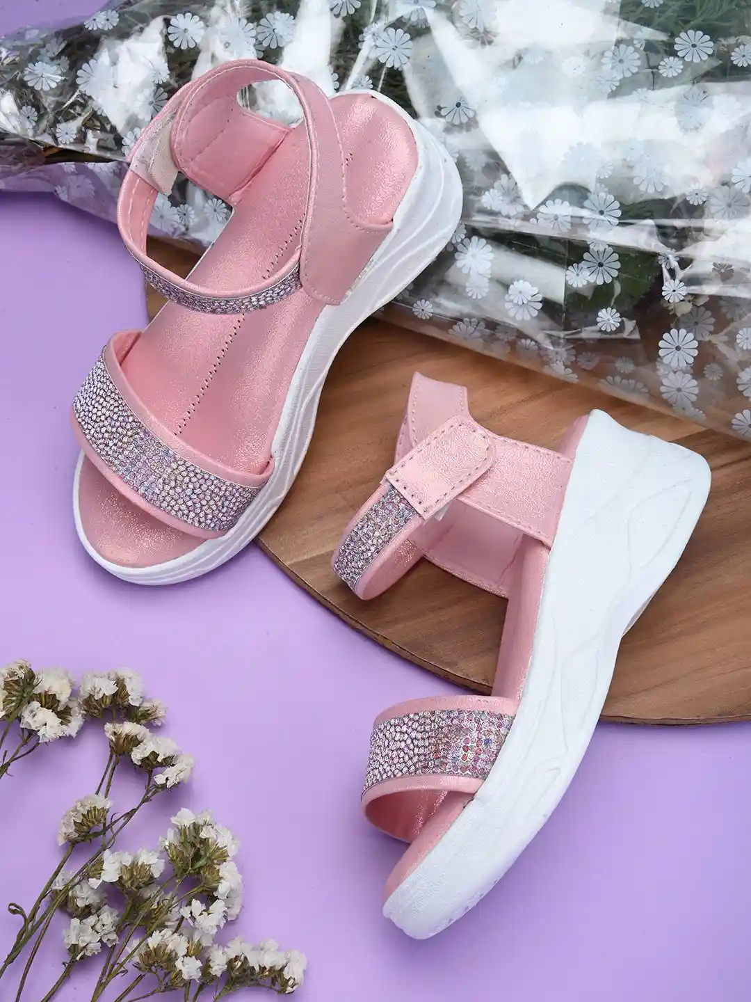 Buy STEFENS Girls Embellished Open Toe Wedge Heel Sandal Heels