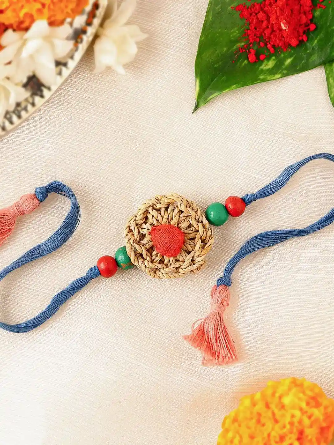 Buy fnp Banana Fibre Beaded Thread Rakhi Rakhi for Unisex