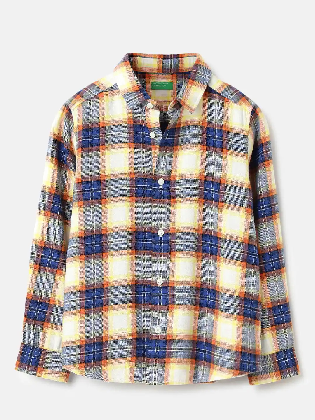 United Colors of Benetton Boys Spread Collar Tartan Checked Cotton Casual  Shirt