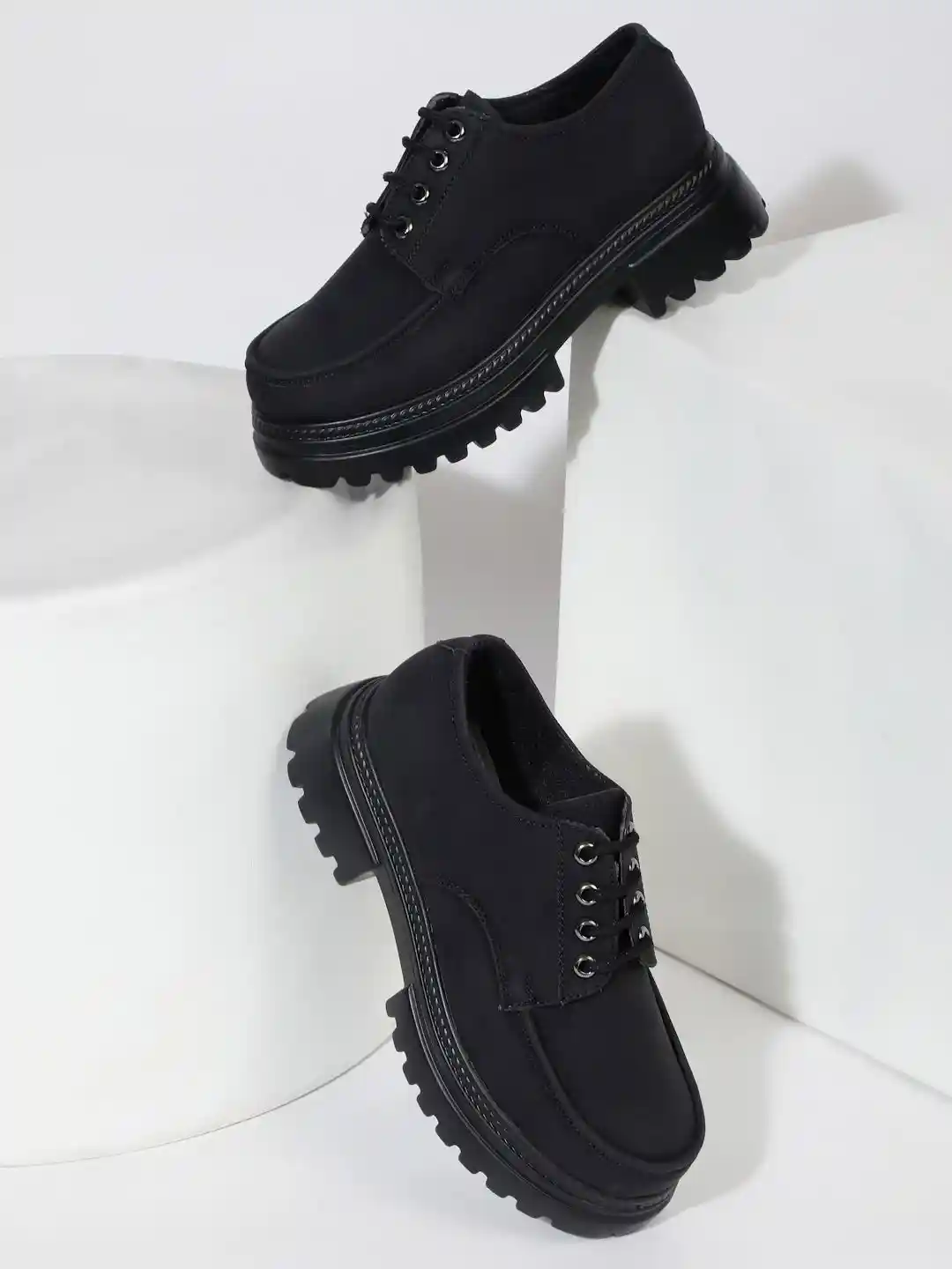 Buy VALIOSAA Women Heeled Round Toe Derbys Casual Shoes for