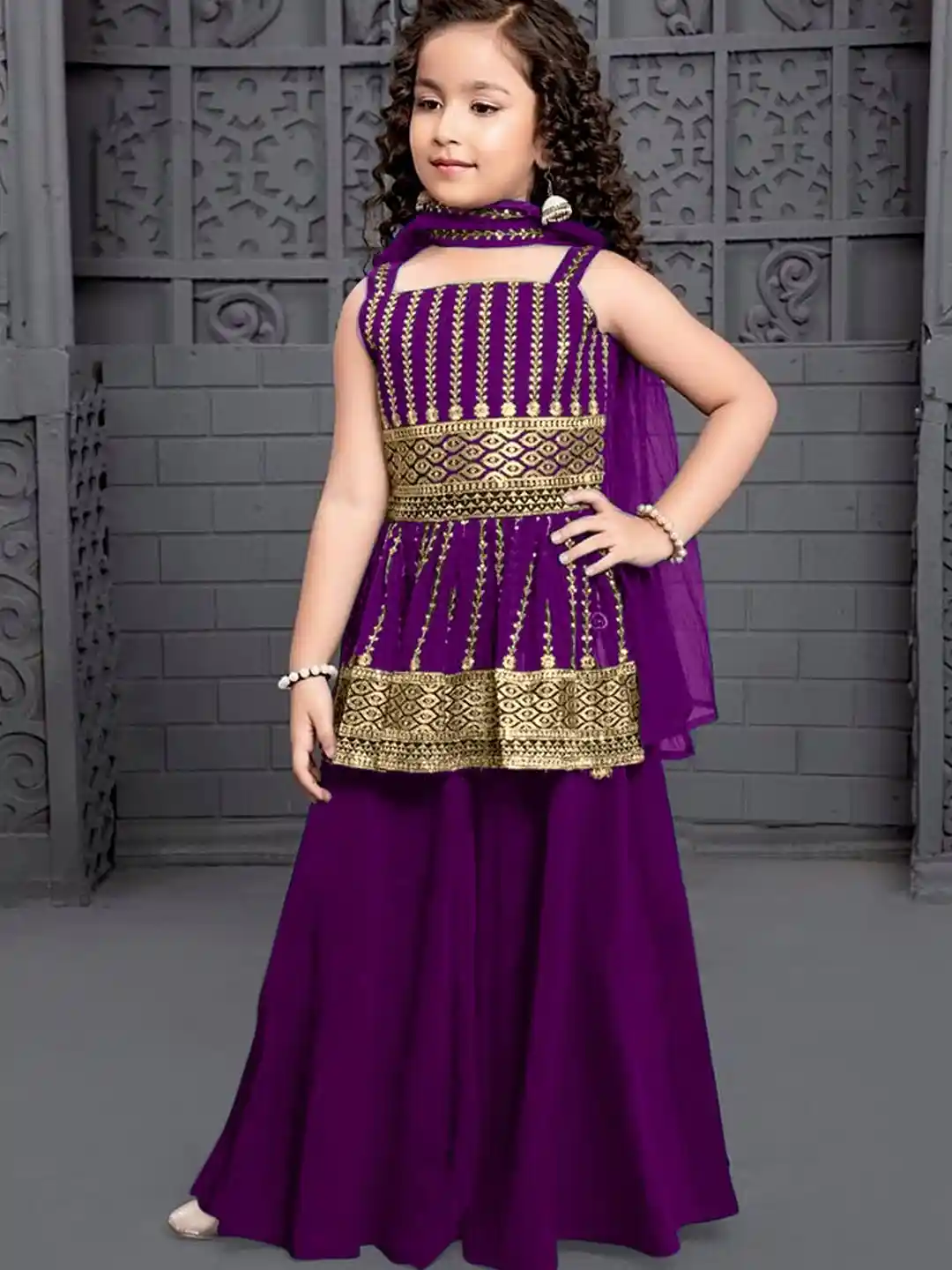 Buy BAESD Girls Geometric Woven Design Sleeveless A-Line Kurti