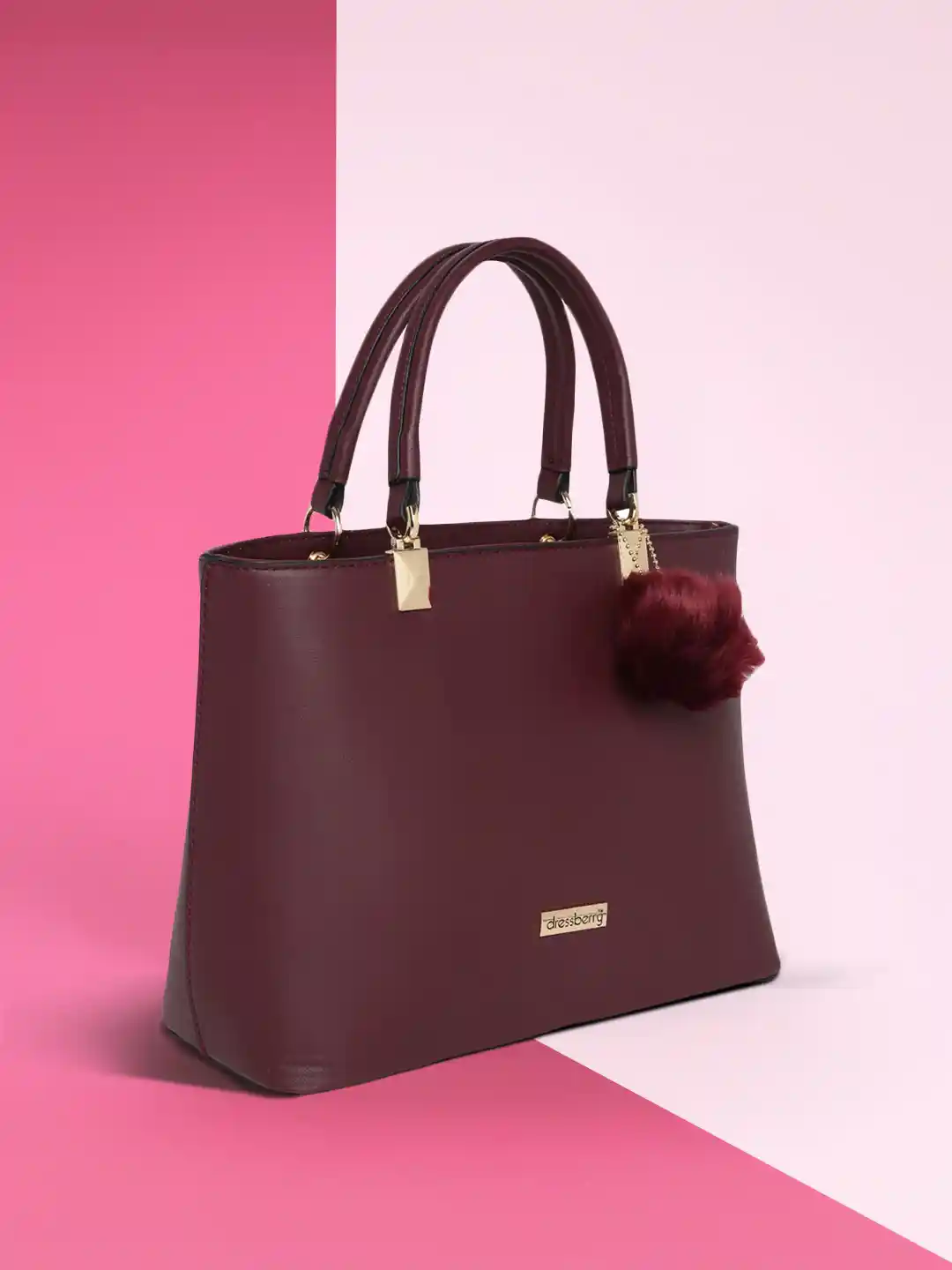 Buy DressBerry Burgundy Solid Handheld Bag Handbags for Women