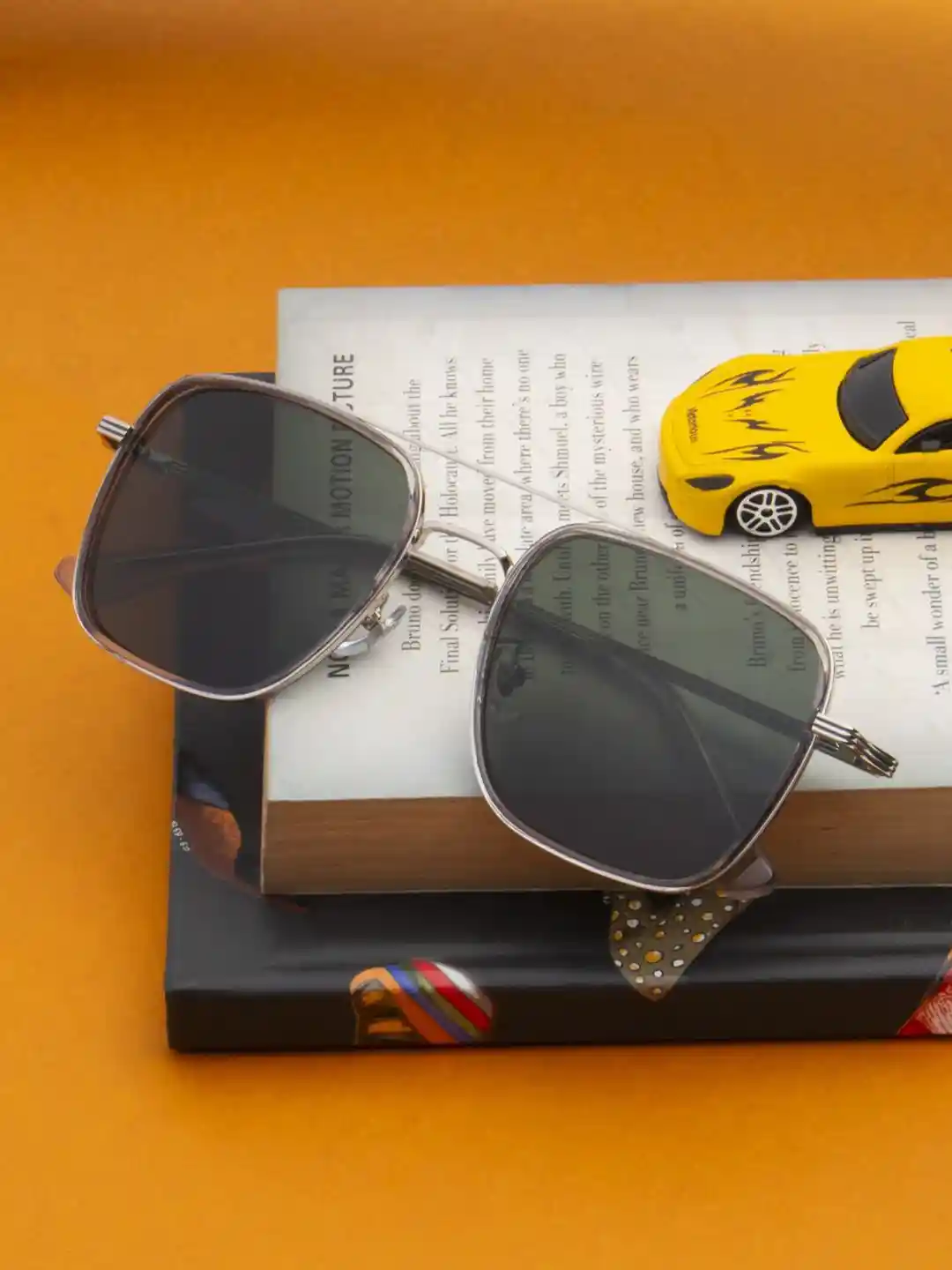 Ted Smith Unisex Metal Silver-Green Polarised Lens Square-Aviator Sunglasses