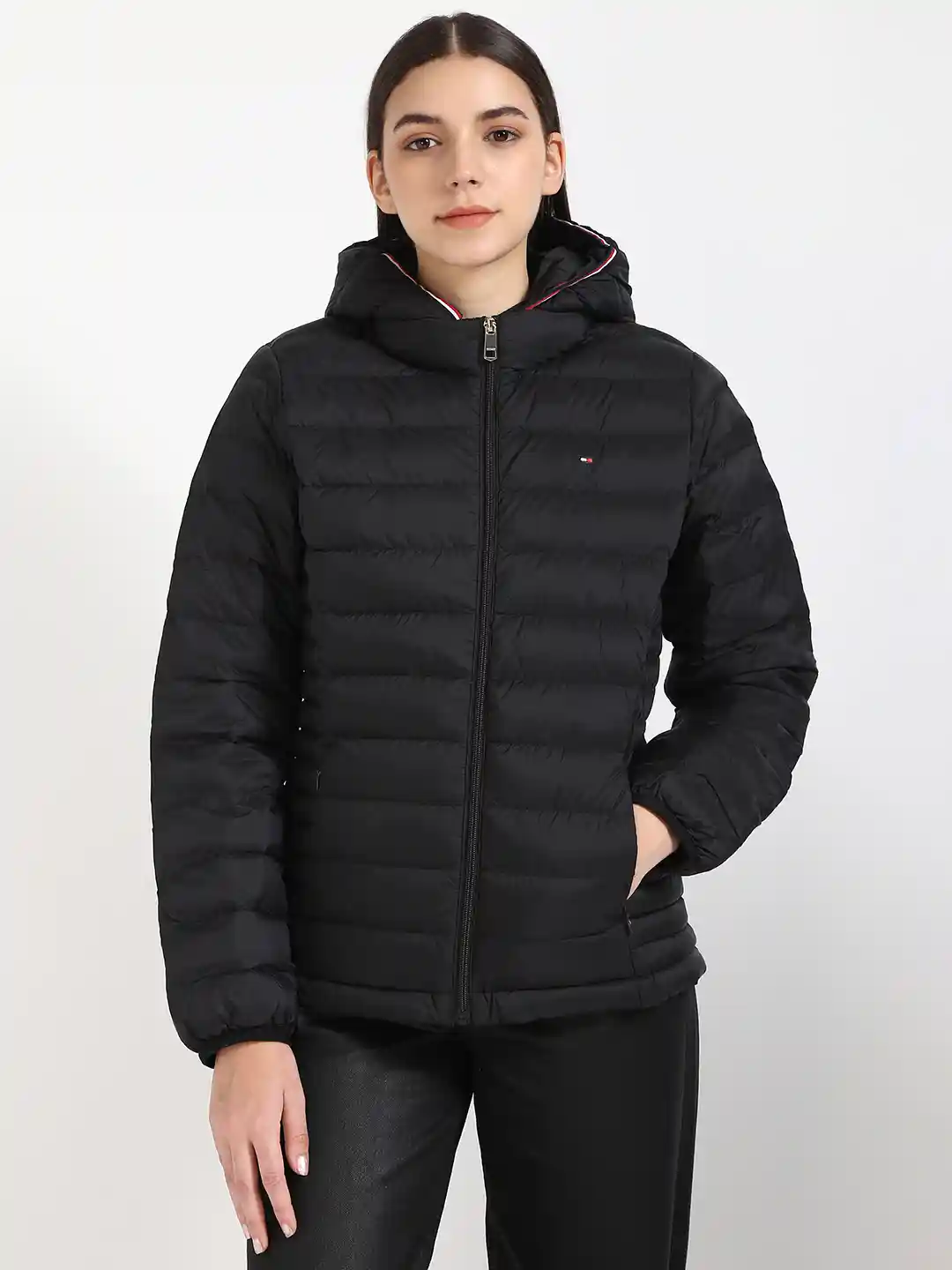 Buy Tommy Hilfiger Women Hooded Solid Casual Puffer Jacket
