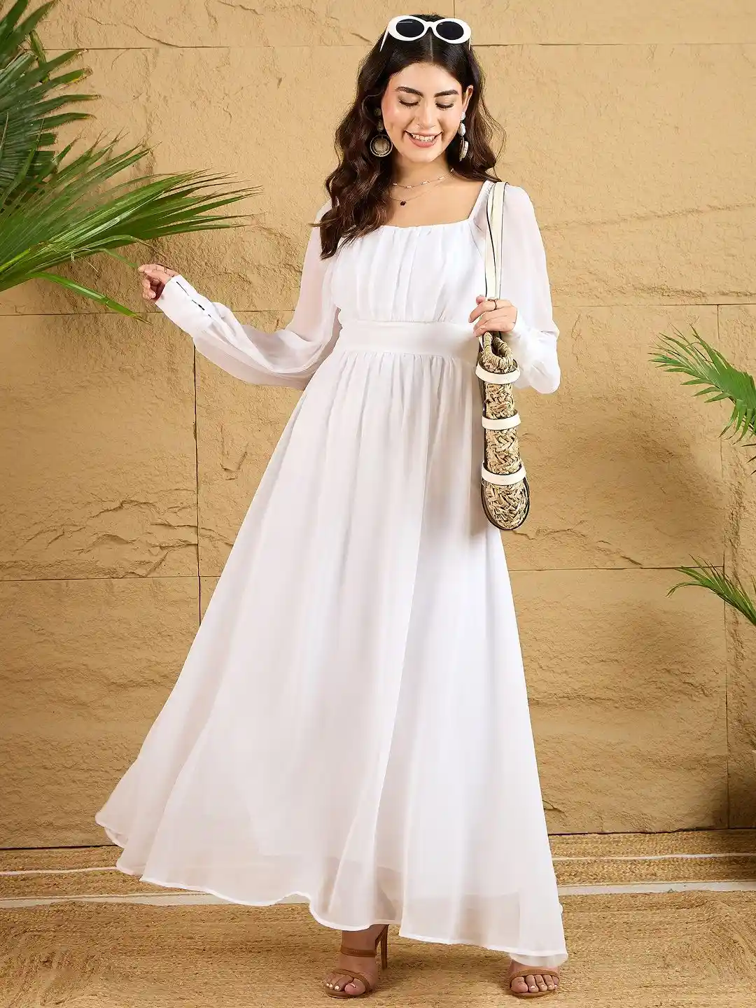 Berrylush Women Gathered A-Line Maxi Dress