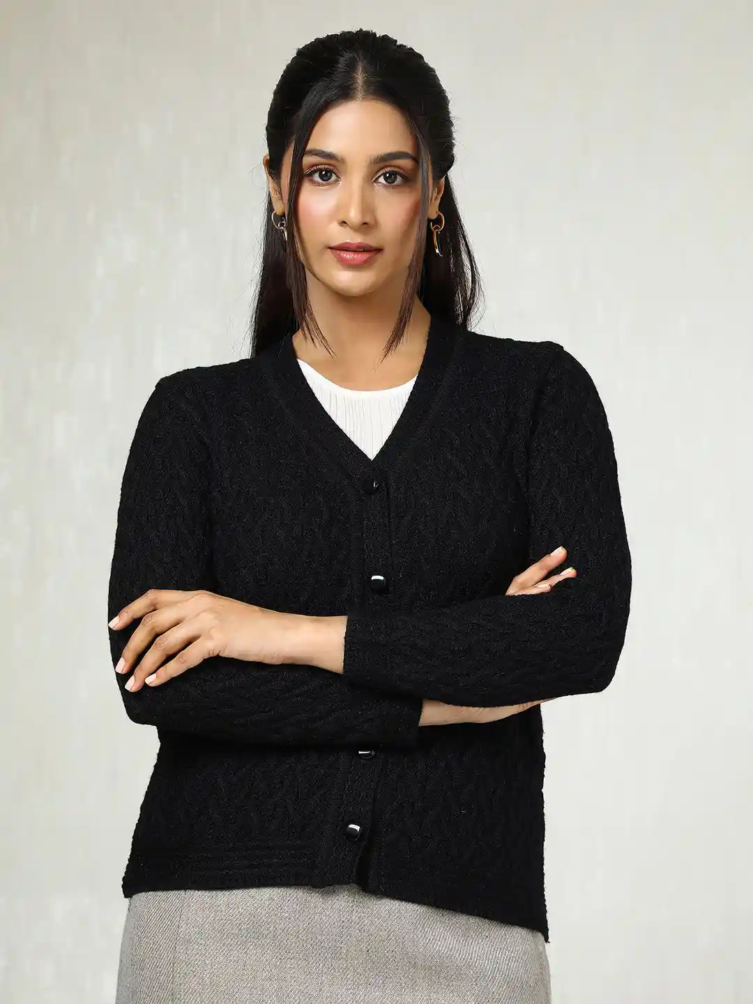 Buy Soch Women Woven Design Cardigan Sweaters for Women 31933982